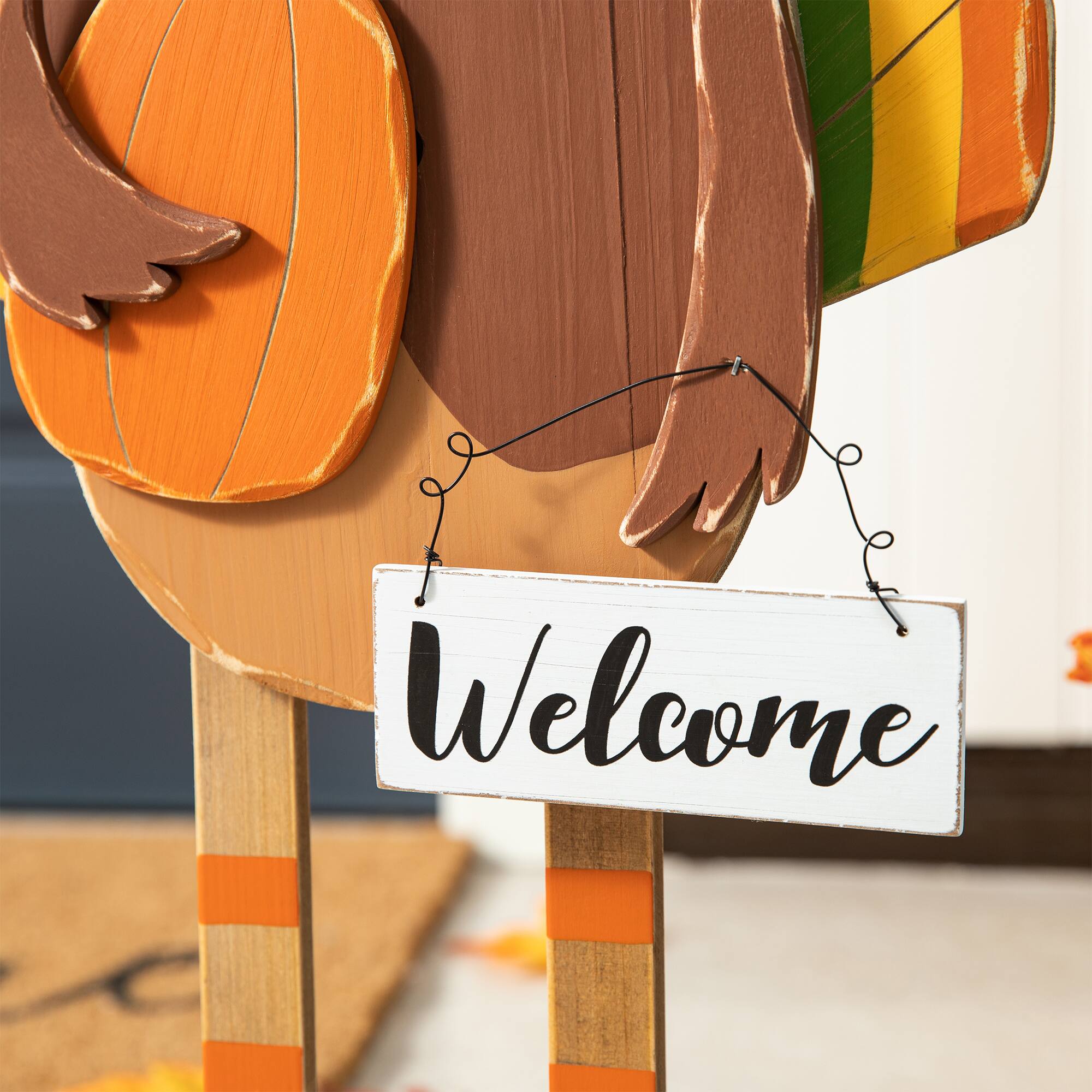 Glitzhome® 30.25" Thanksgiving Wood Turkey Porch Décor