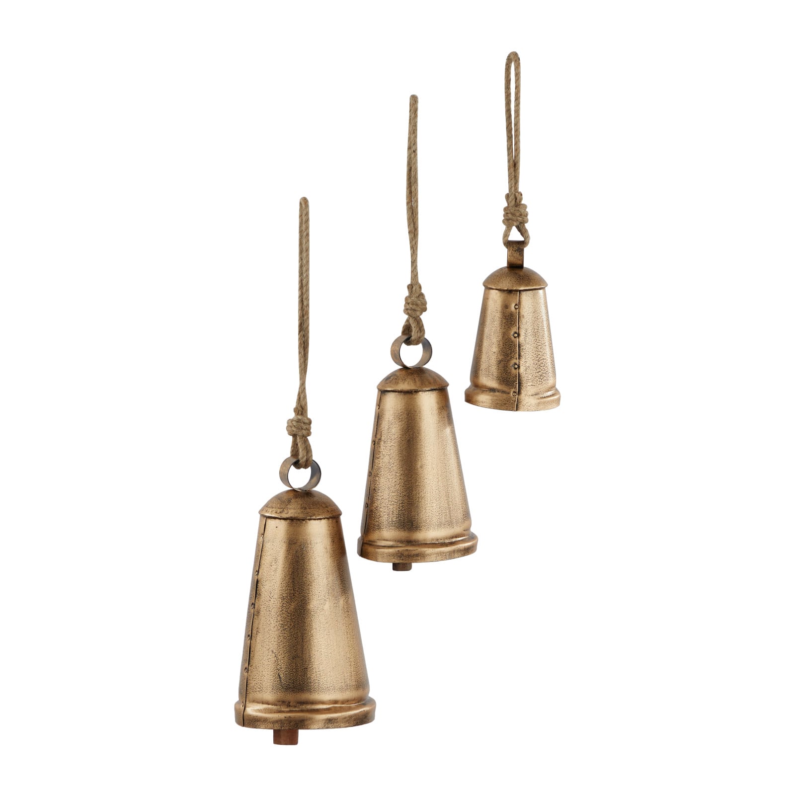 Bronze Metal Bohemian Decorative Cow Bell, Set of 3&#x22; 13&#x22;, 11&#x22;, 8&#x22;