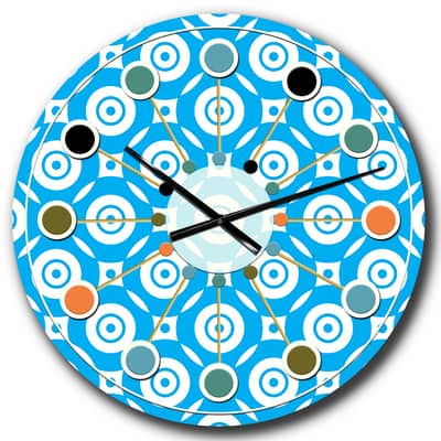 Designart 'Retro Ornamental Design Iv Mid-Century Modern Wall Clock in Blue | 23" x 23" | Michaels&reg;