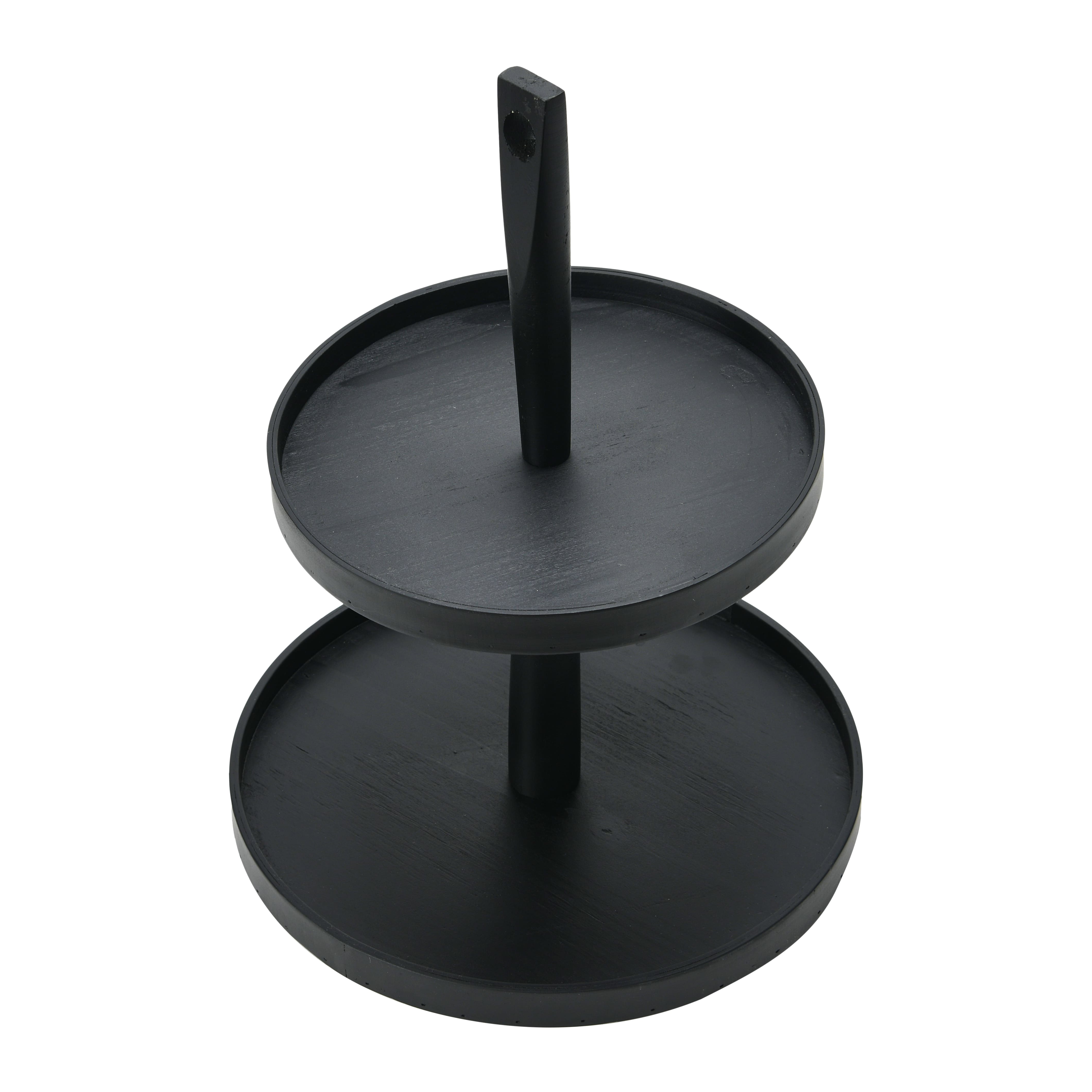 Hello Honey® 18" Black Wood 2-Tier Decorative Tray