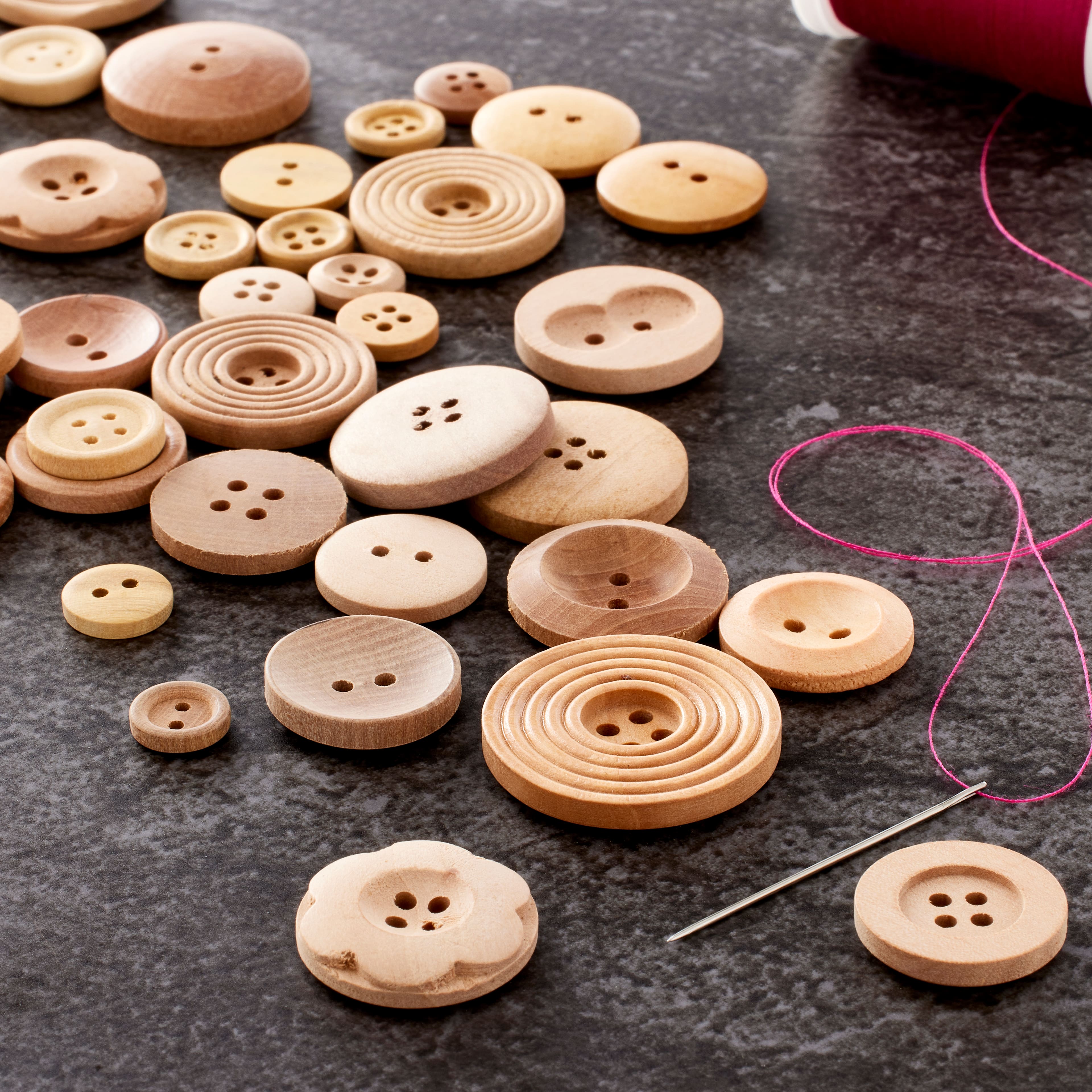 12 Pack: Light Brown Wooden Buttons Set by Loops &#x26; Threads&#xAE;