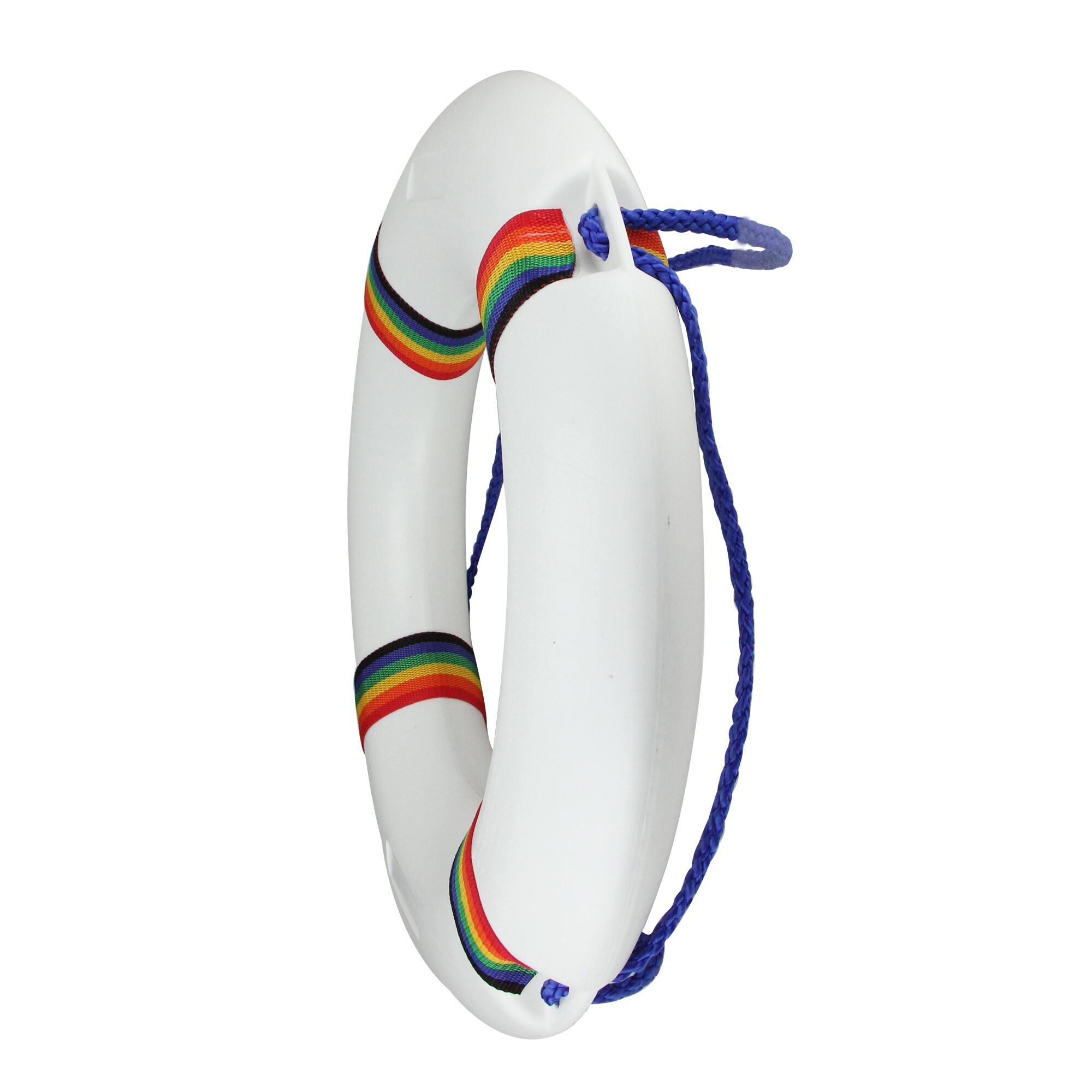 21&#x22; White &#x26; Blue Swimming Pool Safety Ring Buoy