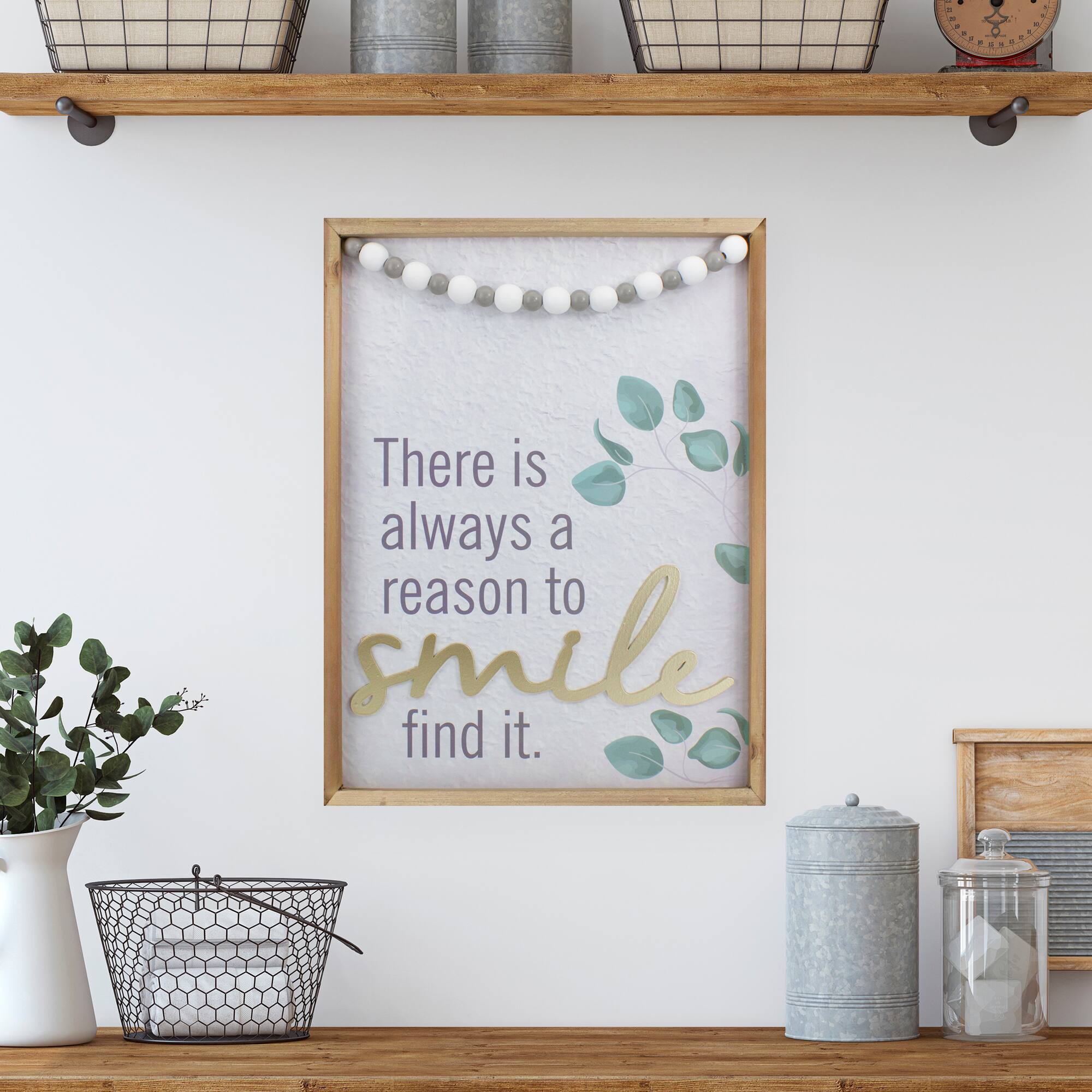 Beaded "There is Always a Reason to Smile" Wall Décor