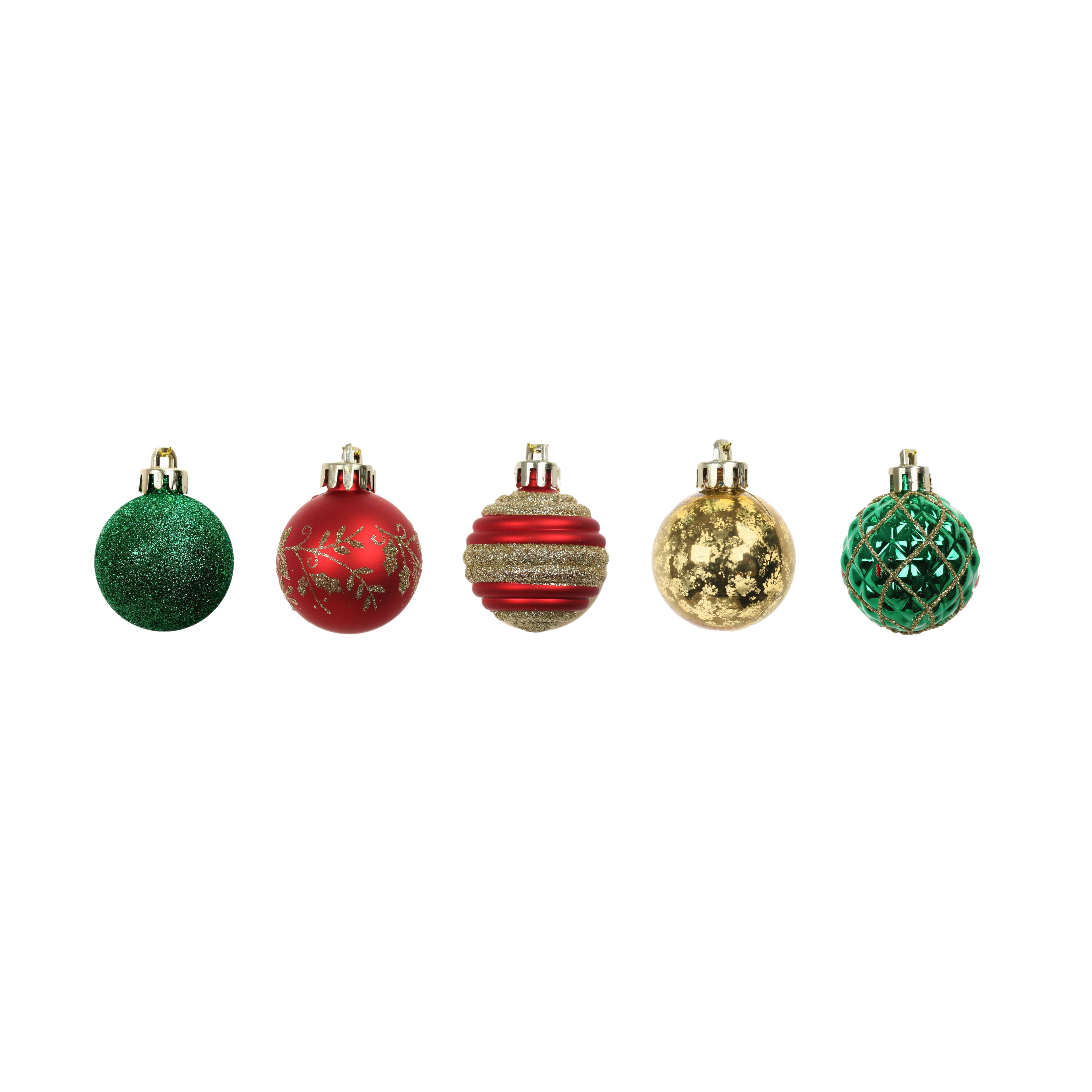 Assorted Green, Red &#x26; Gold Ball Plastic Ornament Tube by Ashland&#xAE;, 1pc