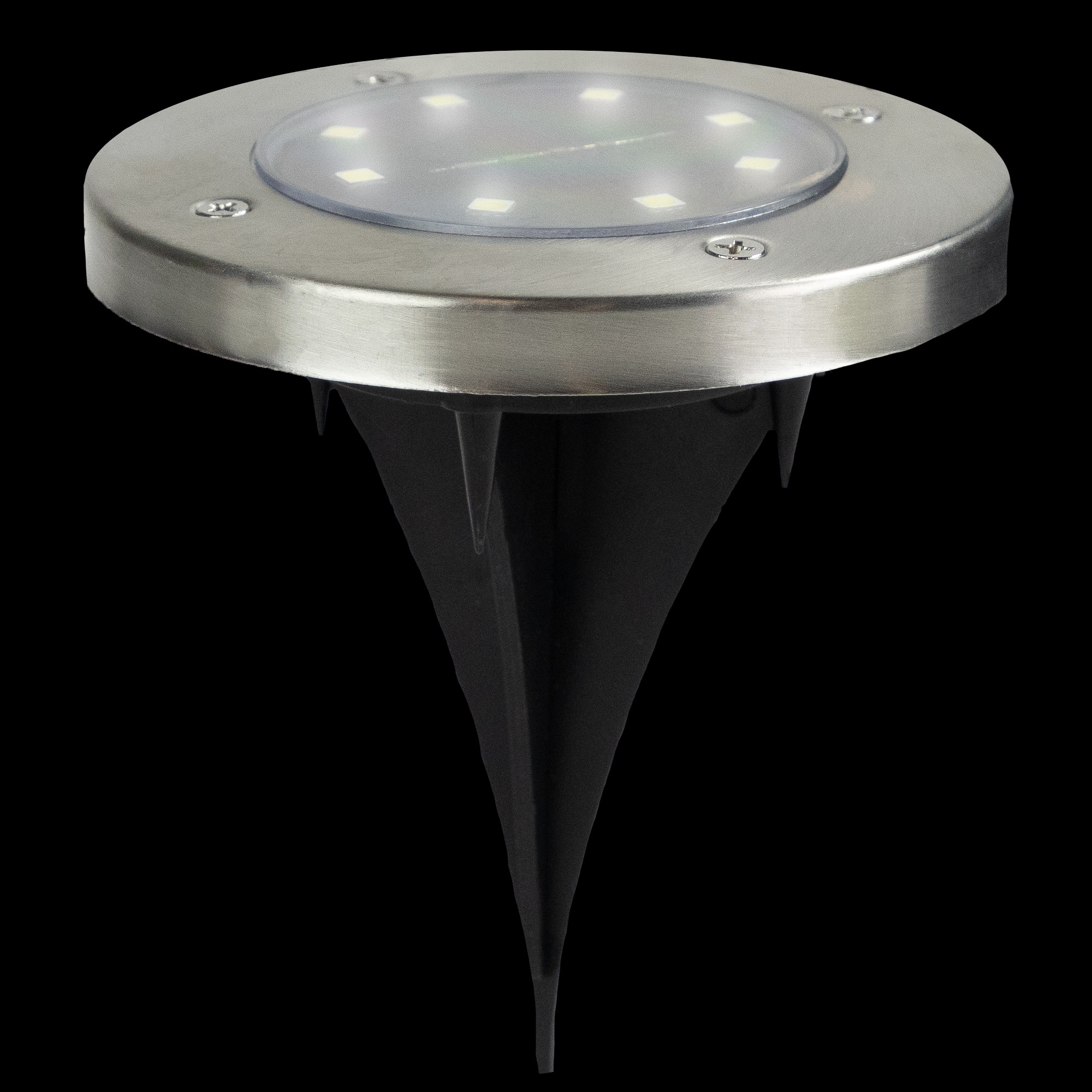 5" Round Solar Powered Stainless Steel LED Pathway Markers, 8ct.