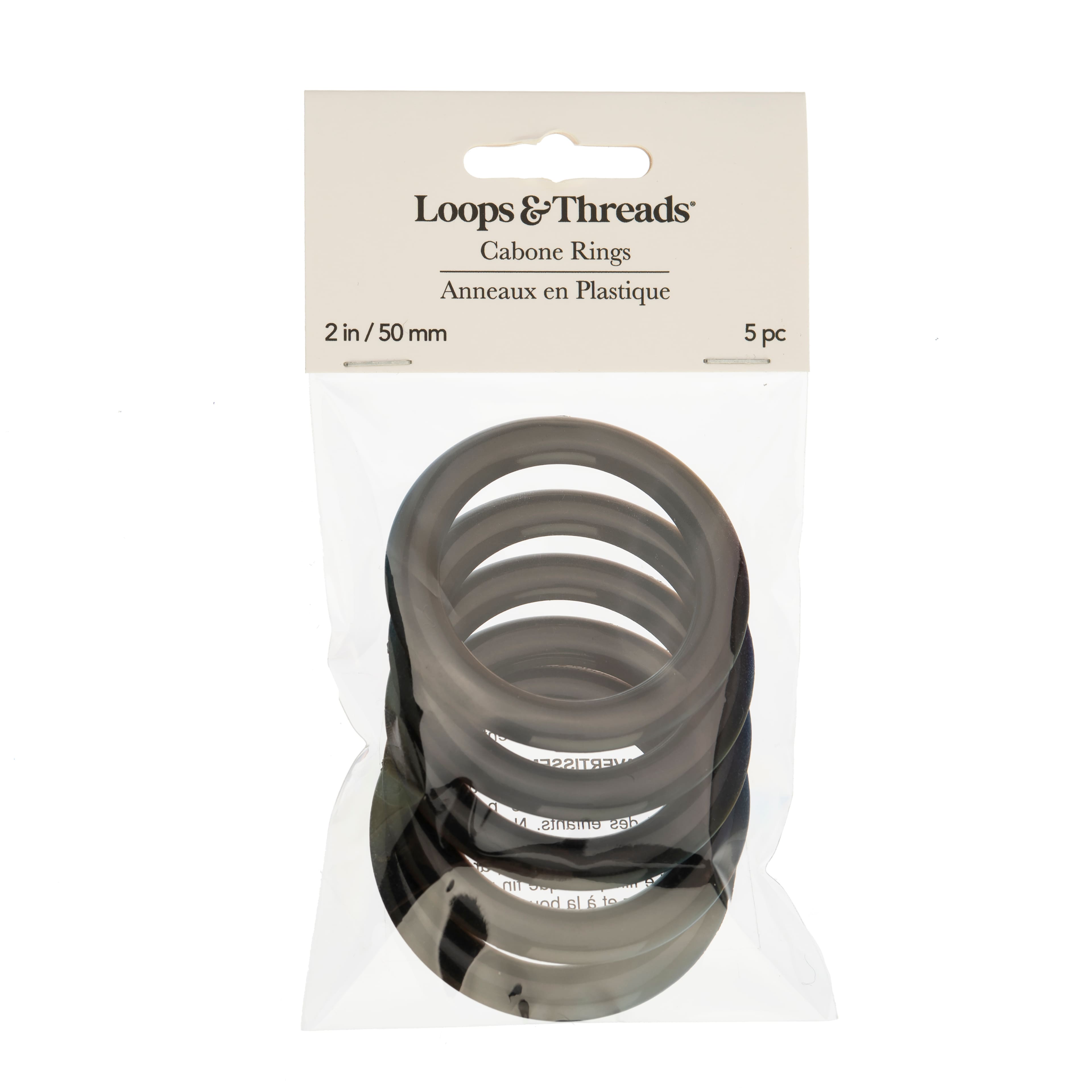 2&#x22; Black Plastic Cabone Rings, 5ct. by Loops &#x26; Threads&#xAE;