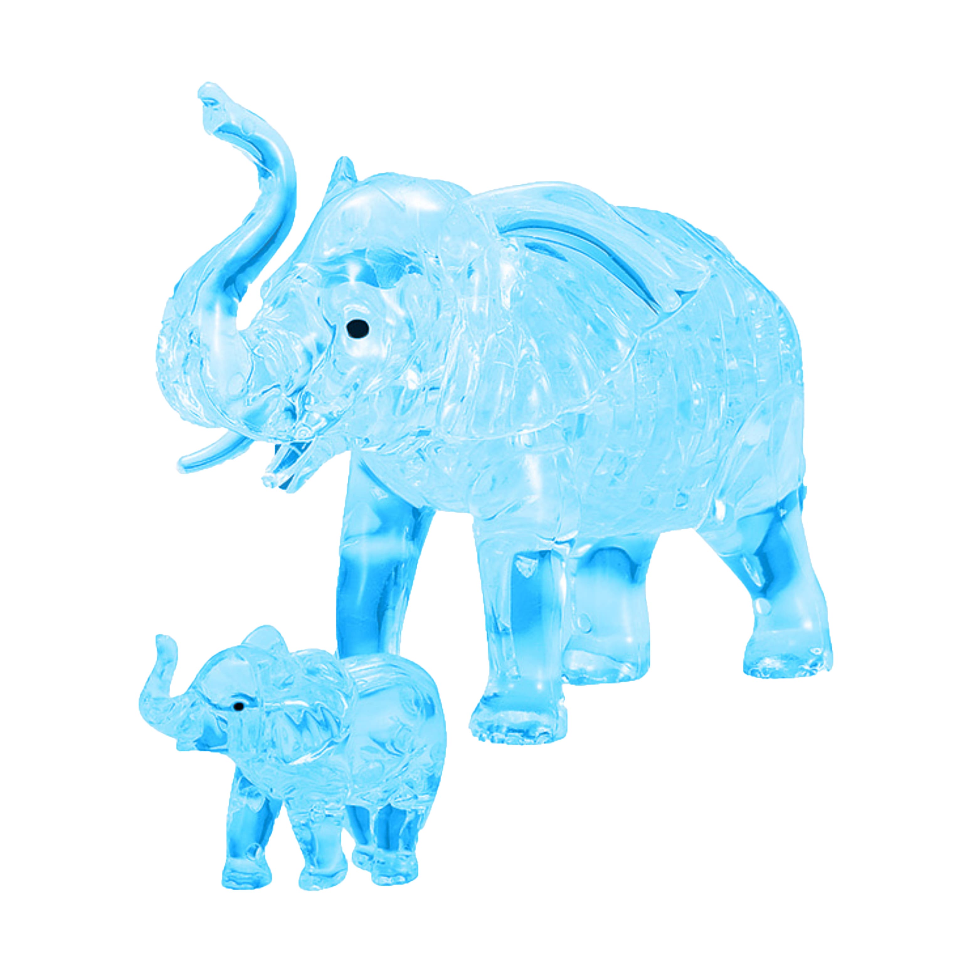 3D Crystal Puzzle - Elephant and Baby (Blue): 46 Pcs