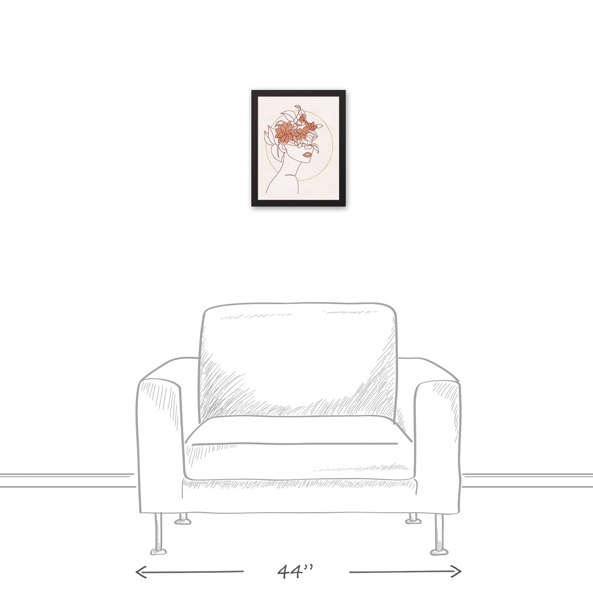 Floral Figure Black Framed Canvas Wall Art