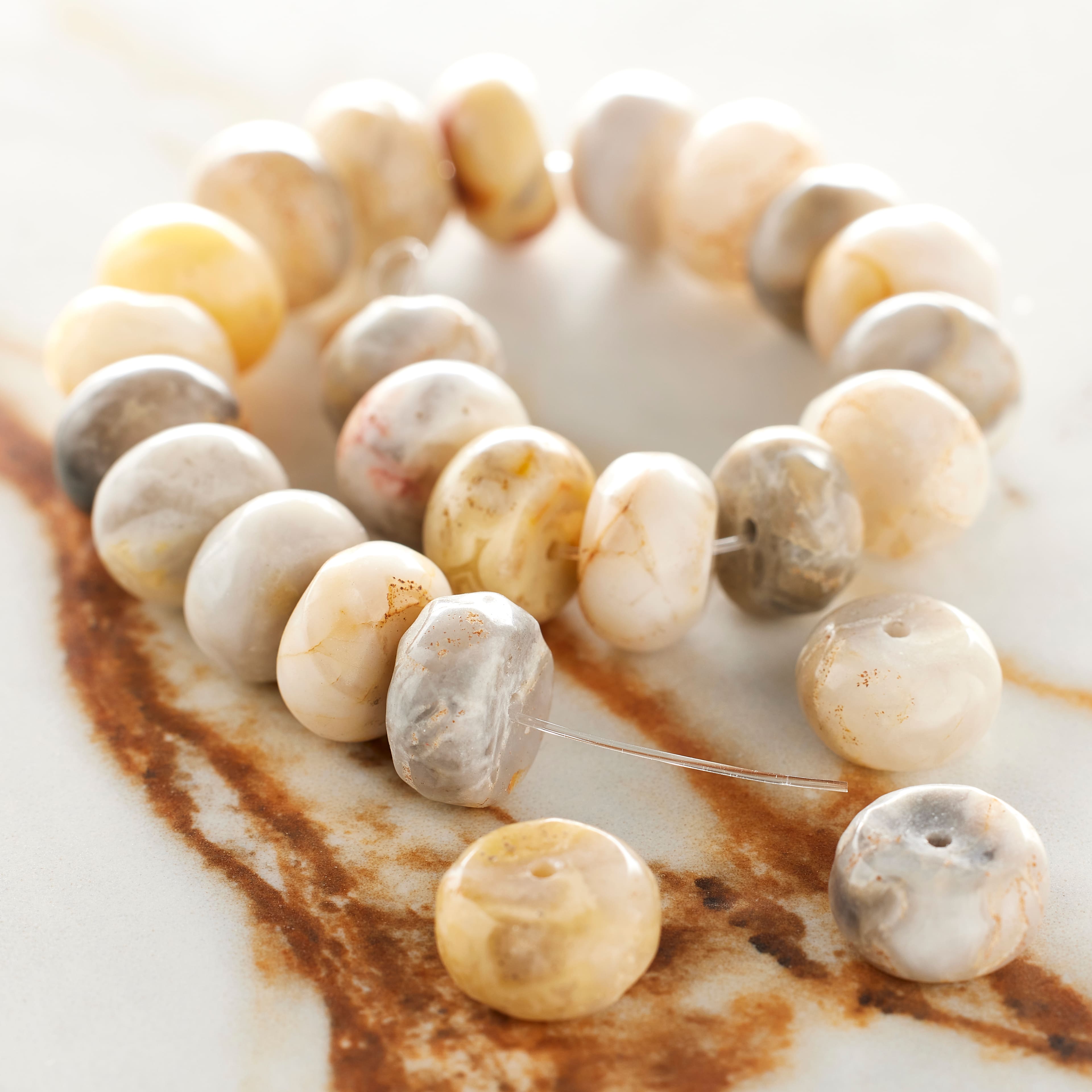 Amber Crazy Lace Agate Rondelle Beads, 10mm by Bead Landing™