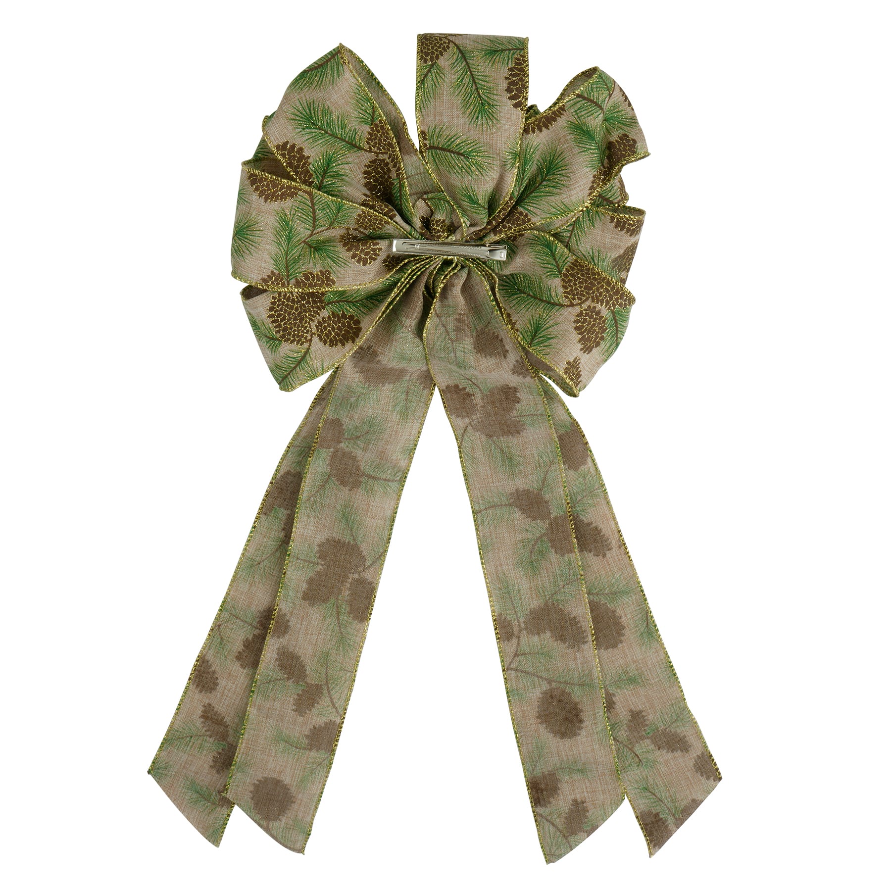 21&#x22; Faux Linen Pinecone Tree Bow by Celebrate It&#xAE;
