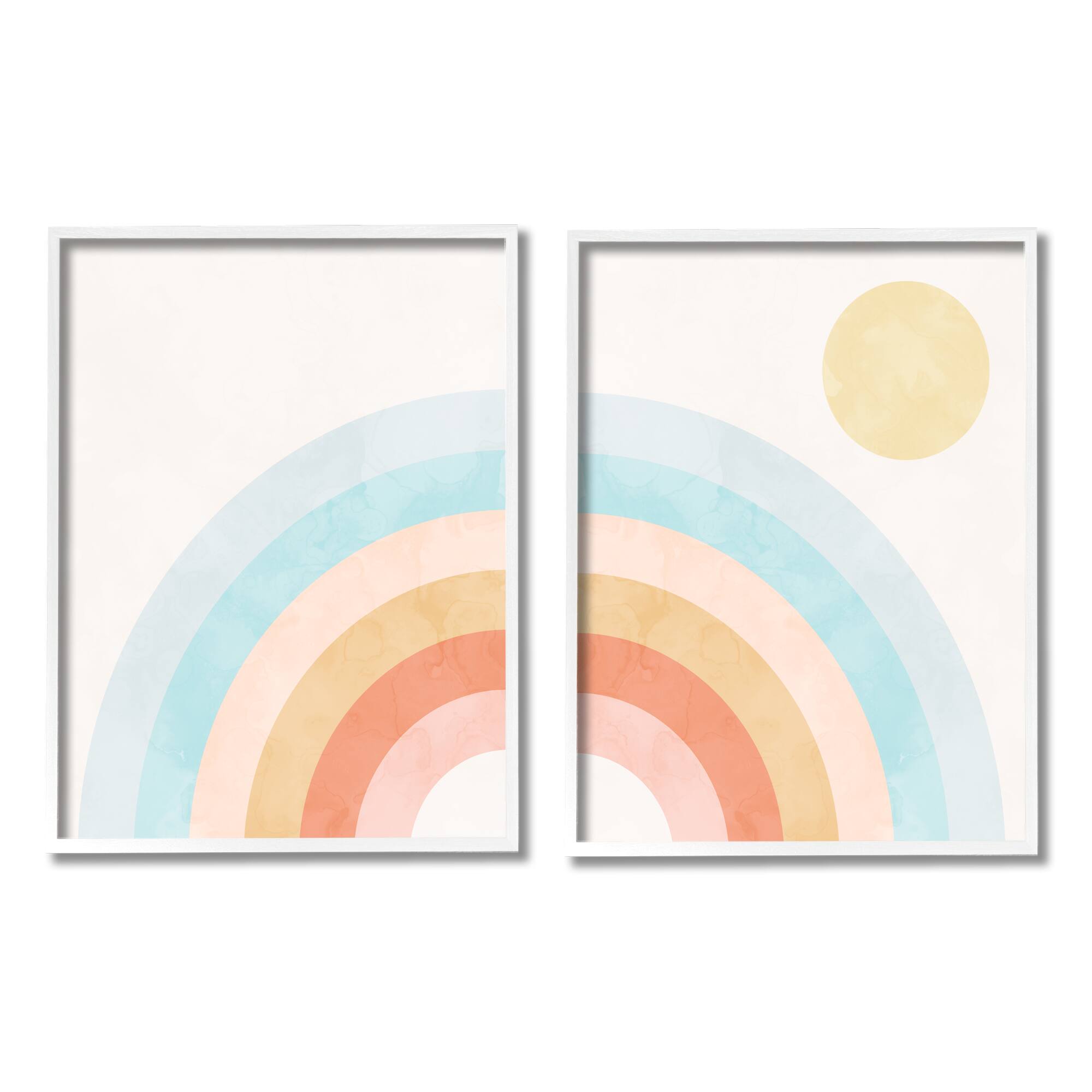 Stupell Industries Bold Summer Sun Rainbow Soft Pastel Tones Kids Framed Wall Art