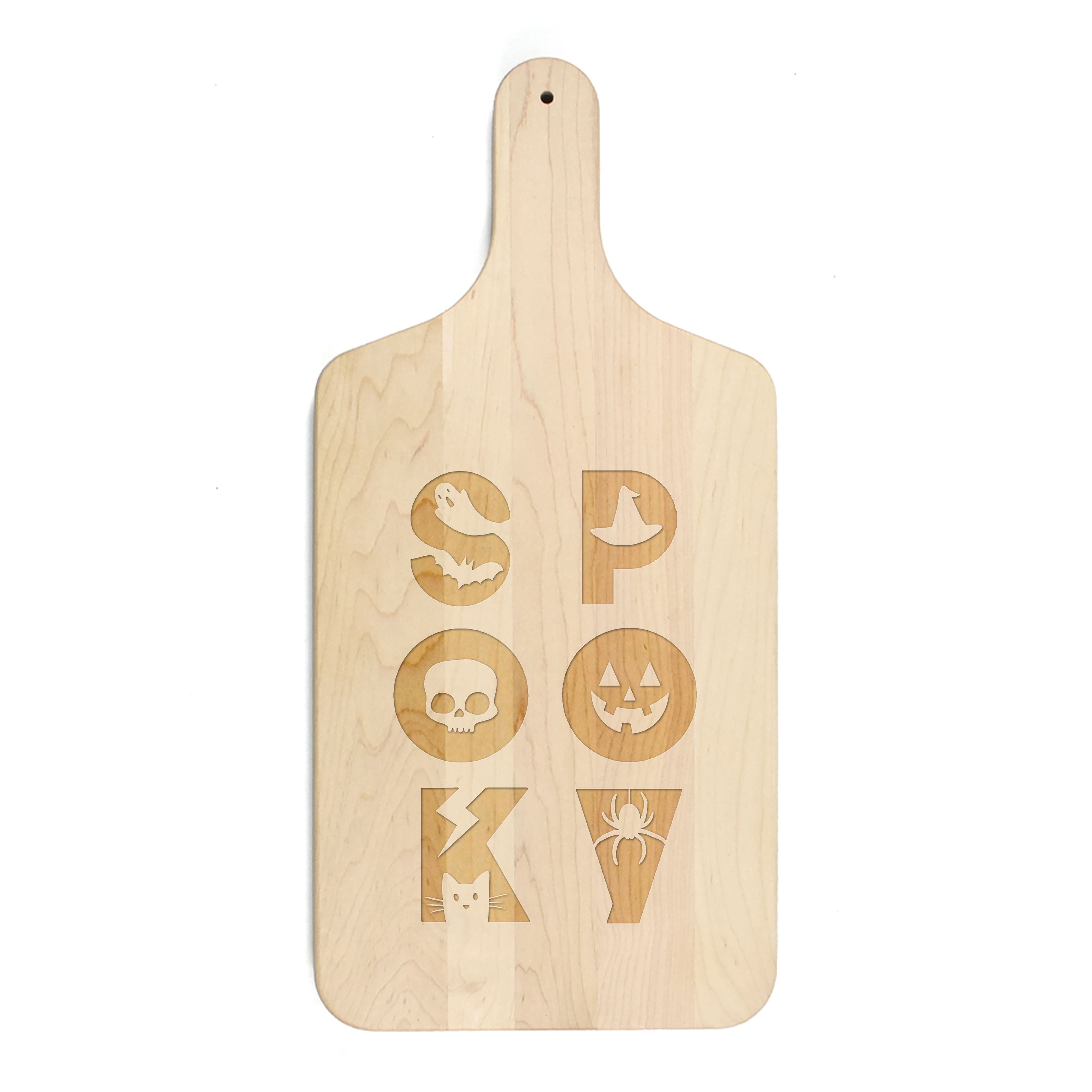 17&#x22; Spooky Icons Maple Paddle Cutting Board