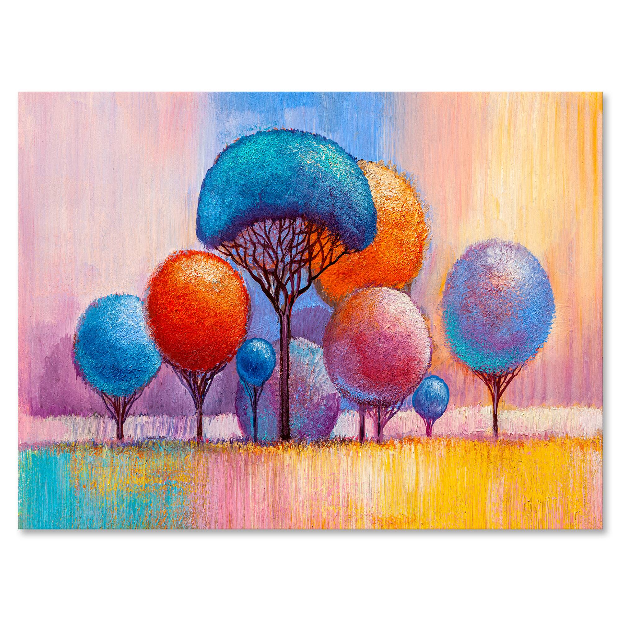 Designart - Autumn Fantasy Trees II - Modern Canvas Wall Art Print
