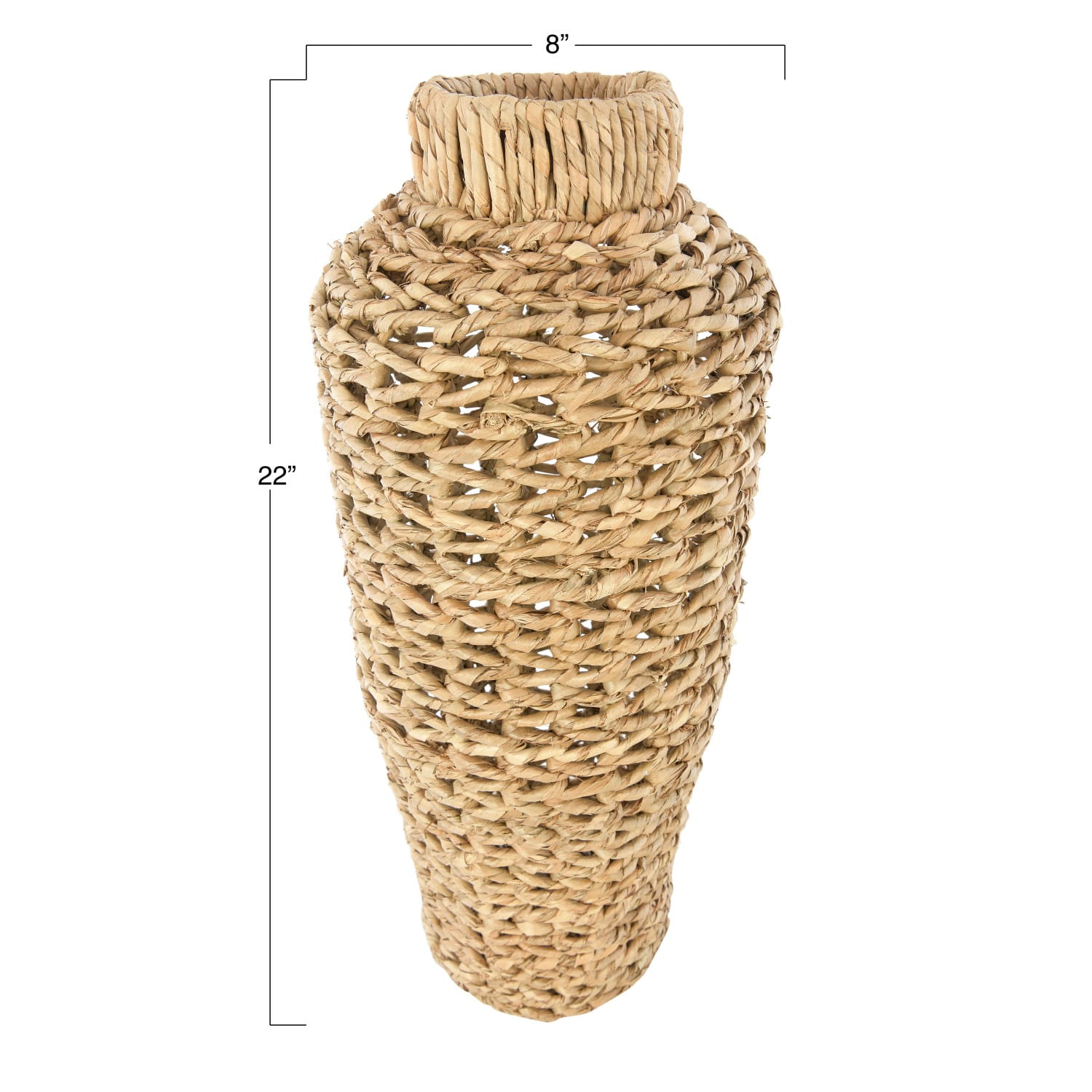 22&#x22; Handwoven Water Hyacinth &#x26; Rattan Floor Vase