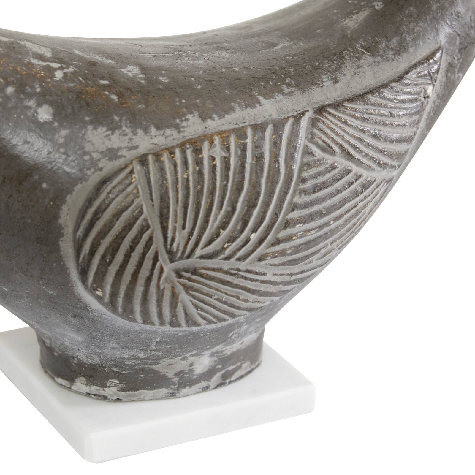Set of 2 Brown Ceramic Coastal Bird Sculpture, 16.75&#x22;, 18.25&#x22;