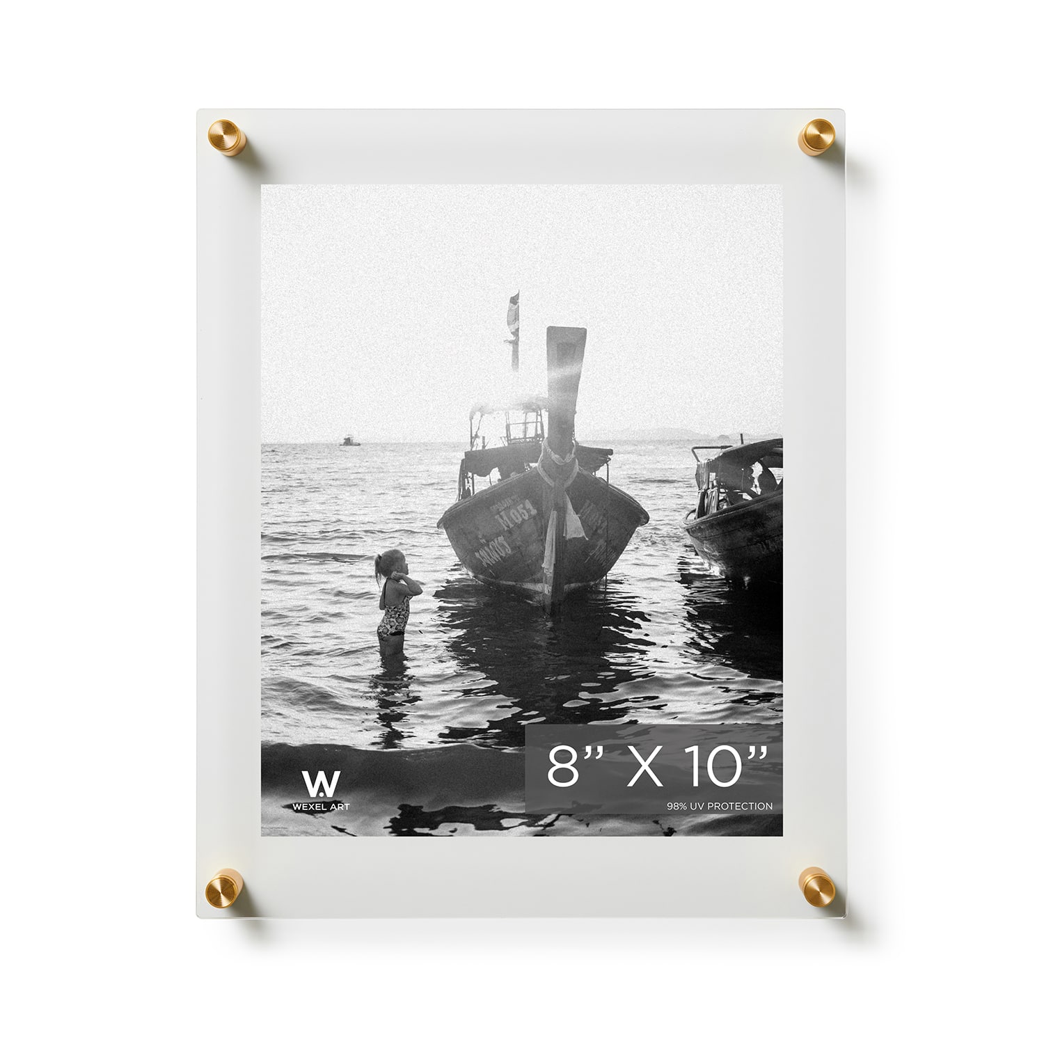 Wexel Art Double Panel Clear Acrylic Floating Wall Frame with Gold Hardware