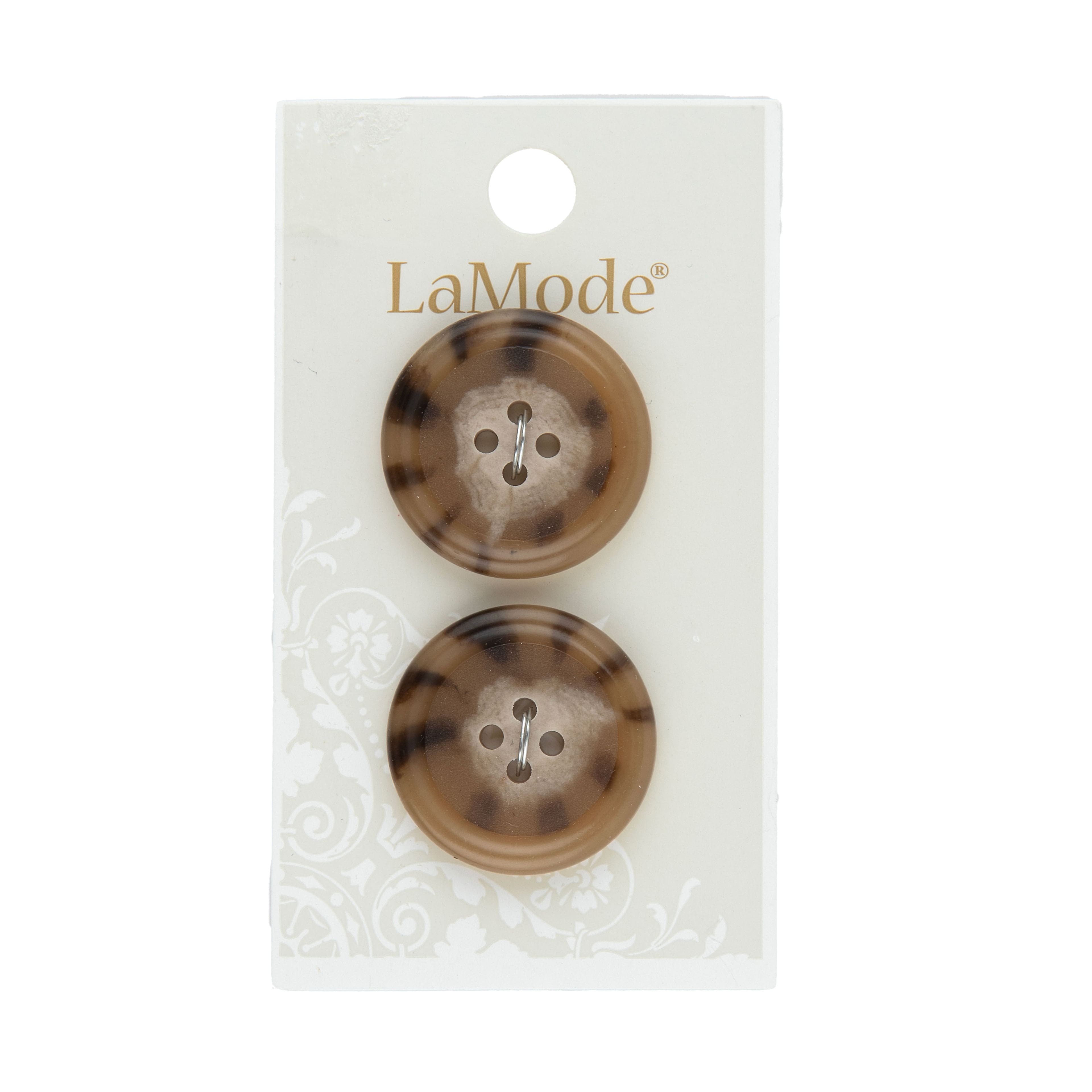 LaMode® 1" Beige & Stripe 4-Hole Buttons, 2ct.