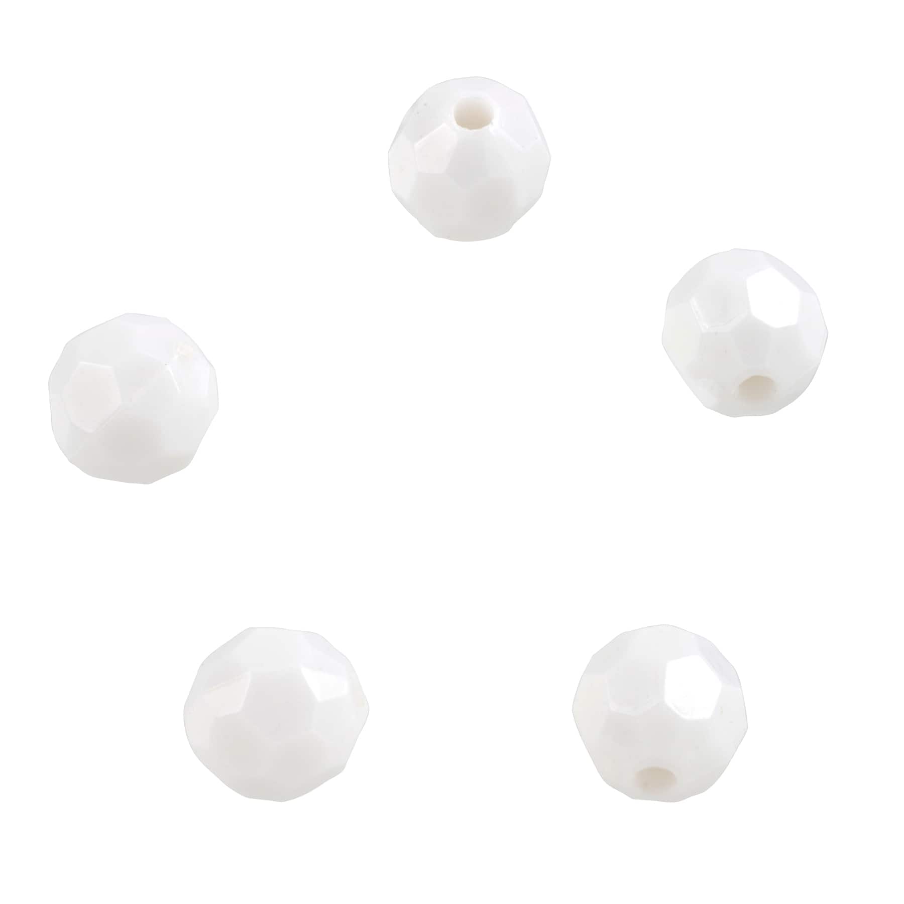 12 Pack: White Faceted Acrylic Round Craft Beads by Bead Landing™, 8mm