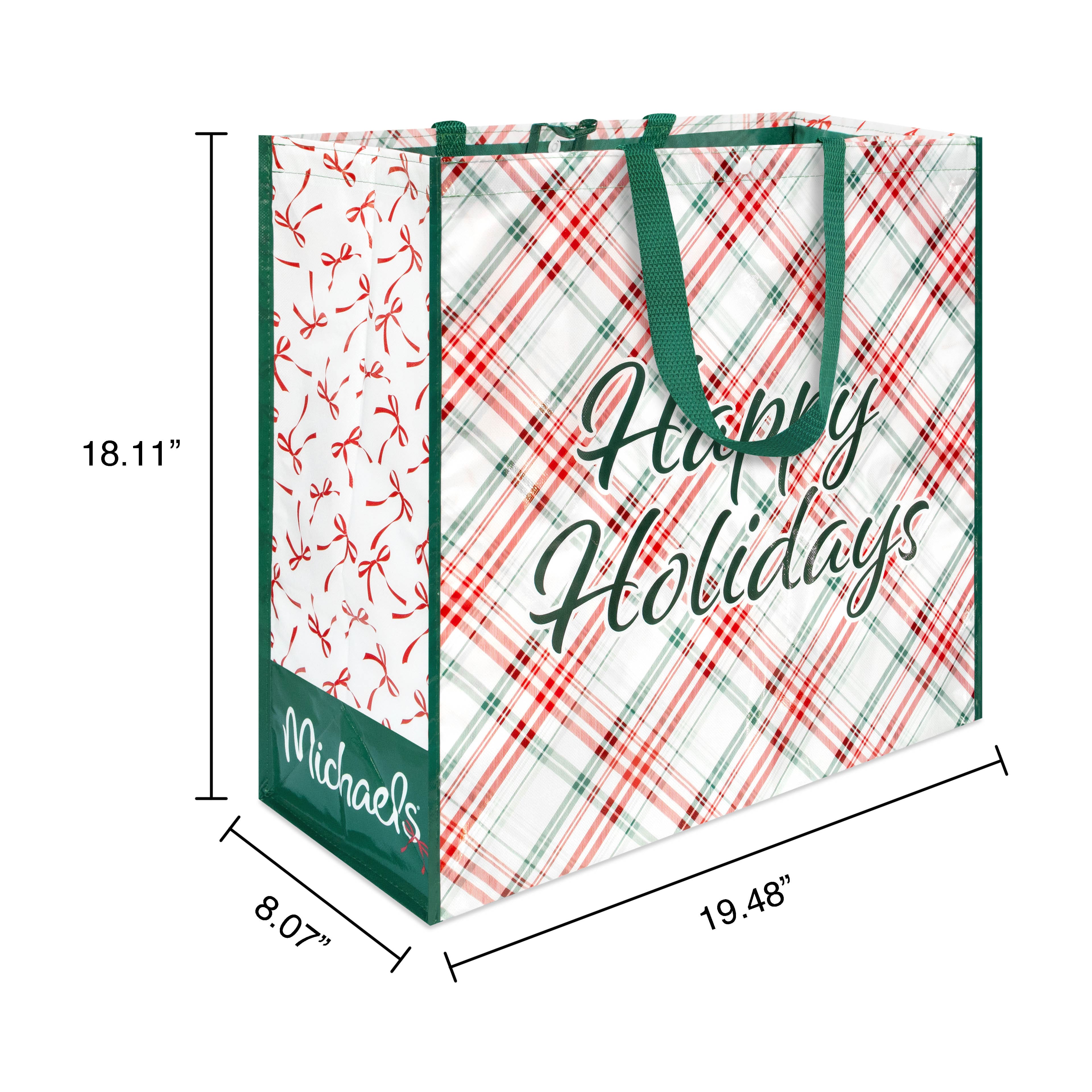 Large Reusable Christmas Plaid Tote by Celebrate It&#x2122;