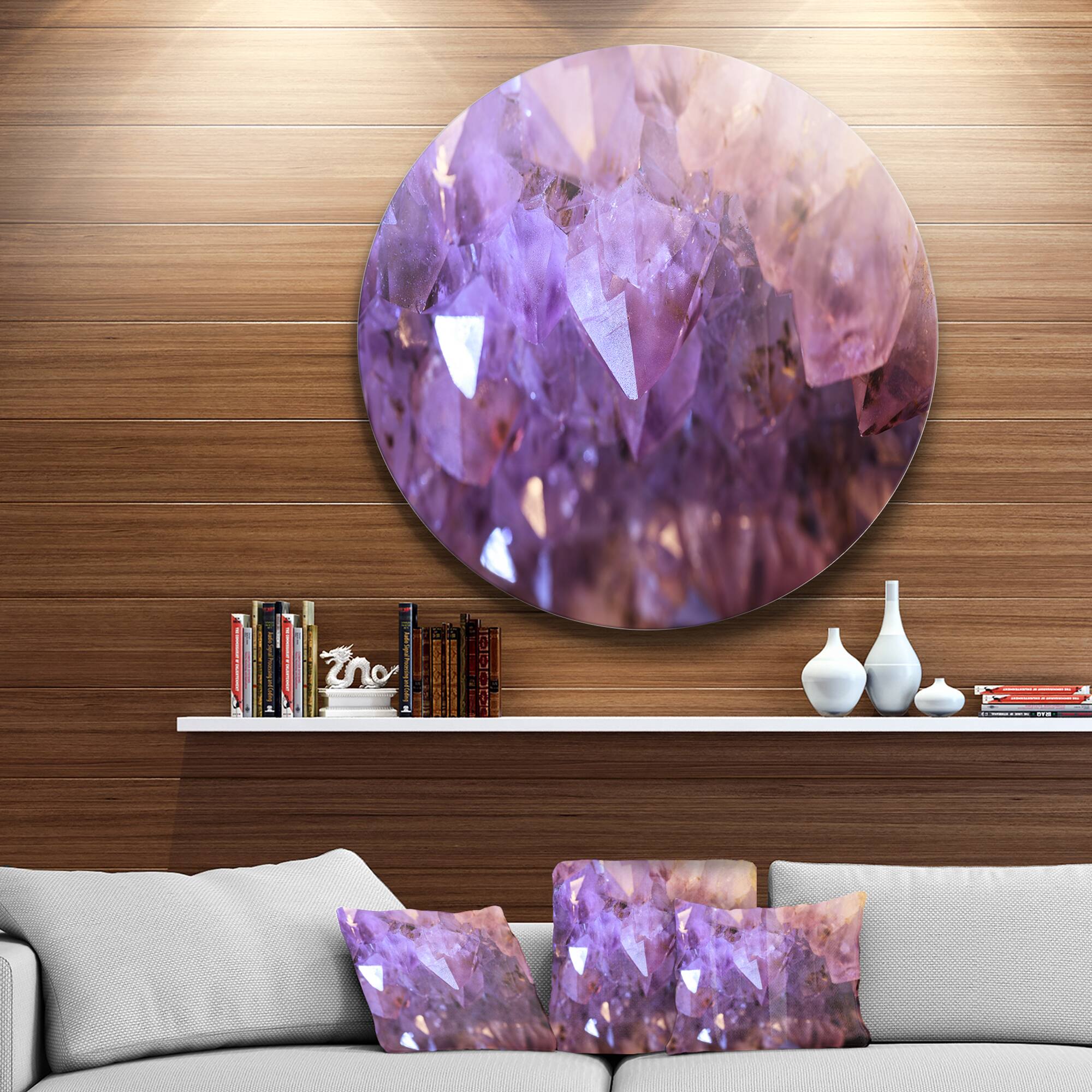 Designart - Purple White Natural Amethyst Geode' Large Abstract Metal Artwork