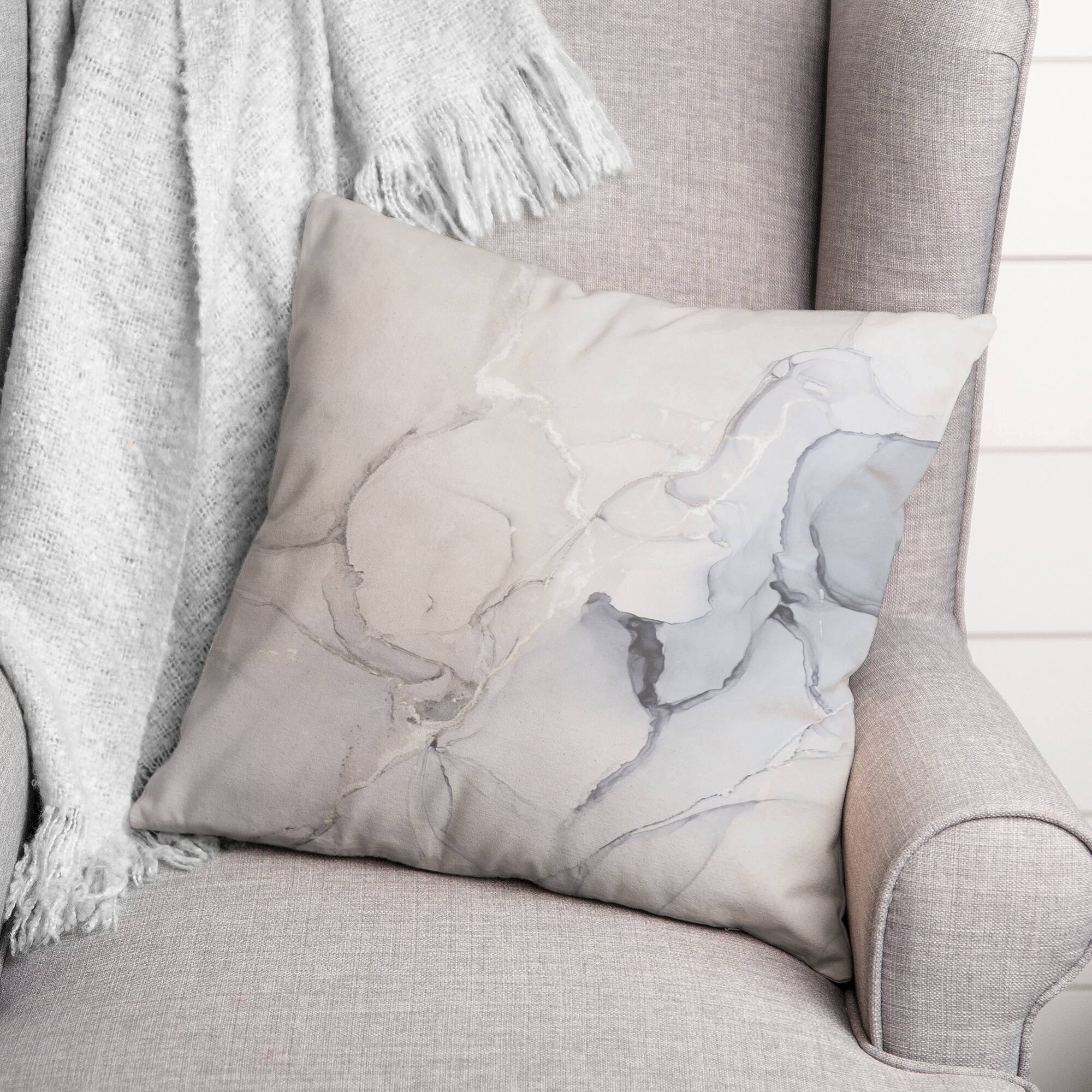 Inky Marble Throw Pillow