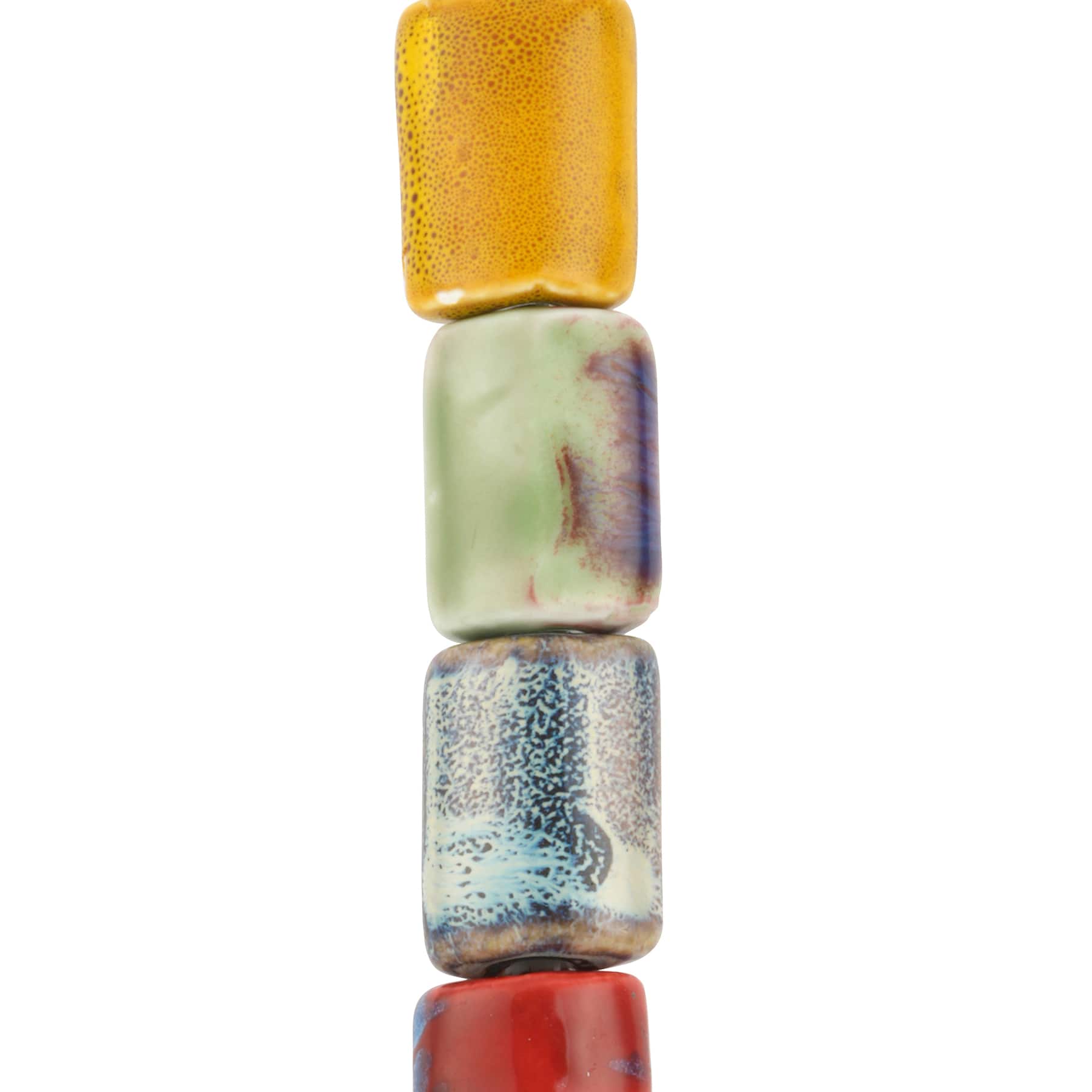 Multicolor Ceramic Puffed Rectangle Beads, 28mm by Bead Landing™