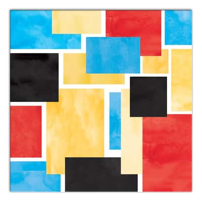 Lot De 3 Toiles Abstraites 16x16'' – Déco Murale Marron Et Bleu