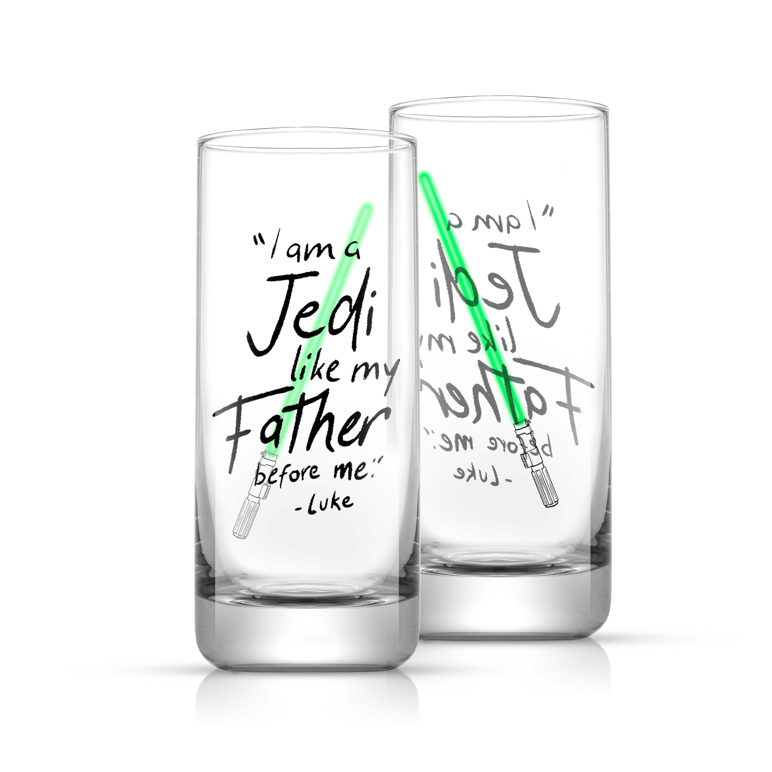 JoyJolt® Star Wars™ 14.2oz. New Hope Luke Skywalker Green Lightsaber Tall Drinking Glass, 2ct.
