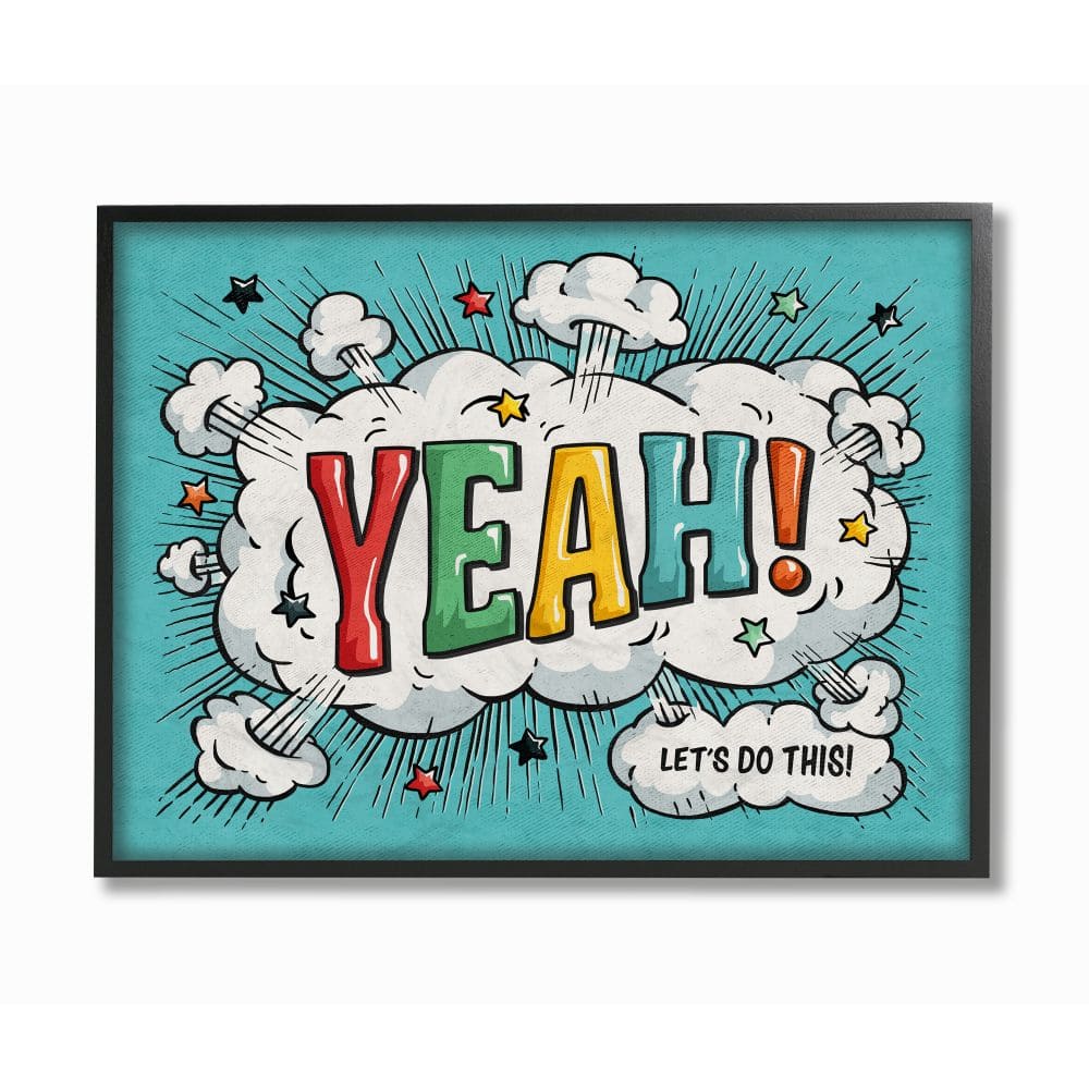 Stupell Industries Yeah! Vintage Comic Book Black Framed Wall Art
