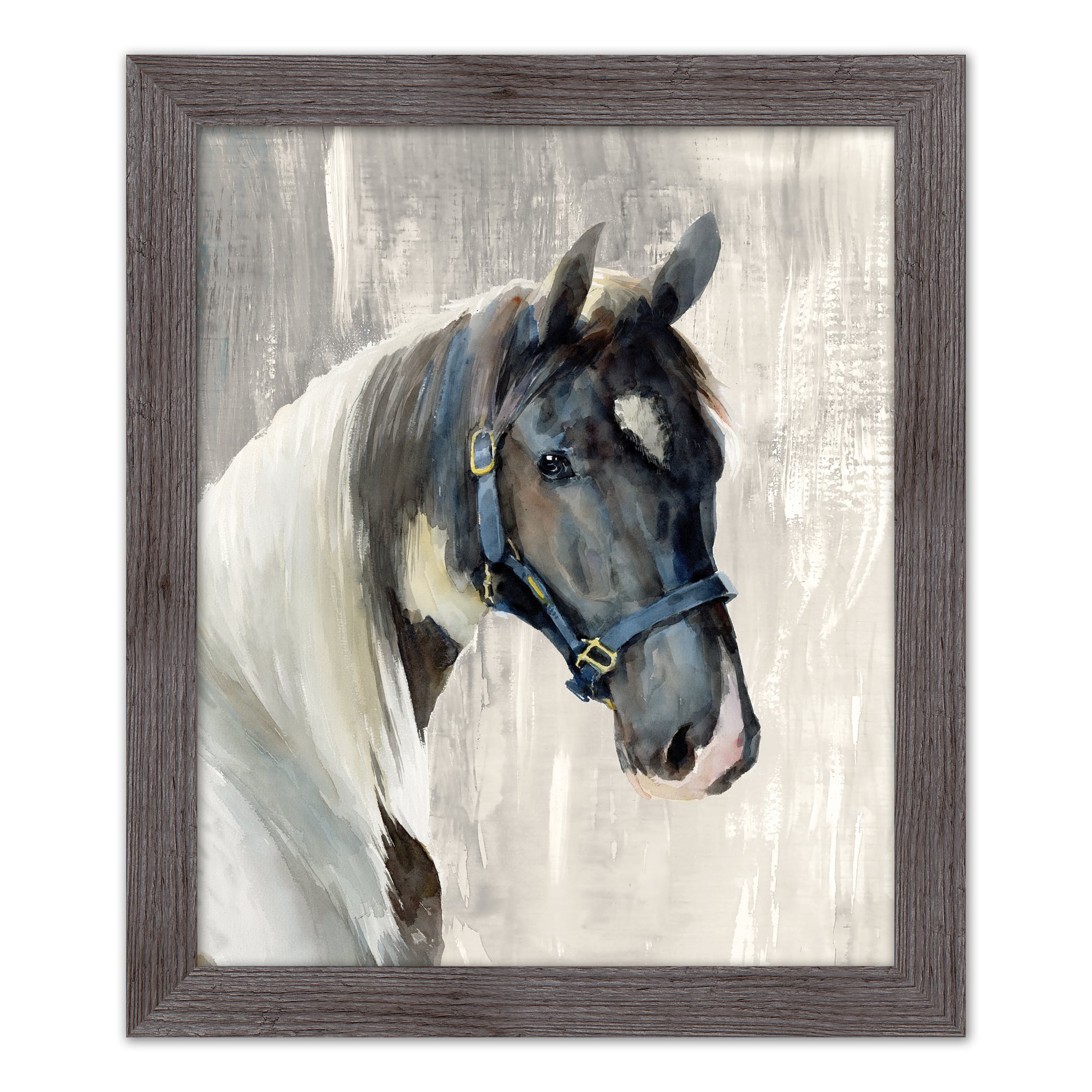 Watercolor Horse 20" x 24" Western Gray Framed Print