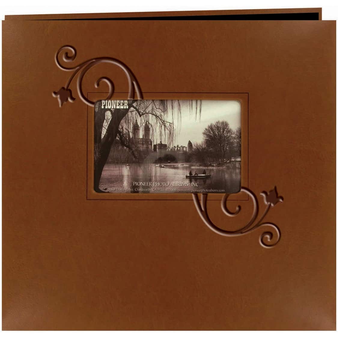 Pioneer&#xAE; Brown Floral Embossed Leatherette Post Bound Photo Album