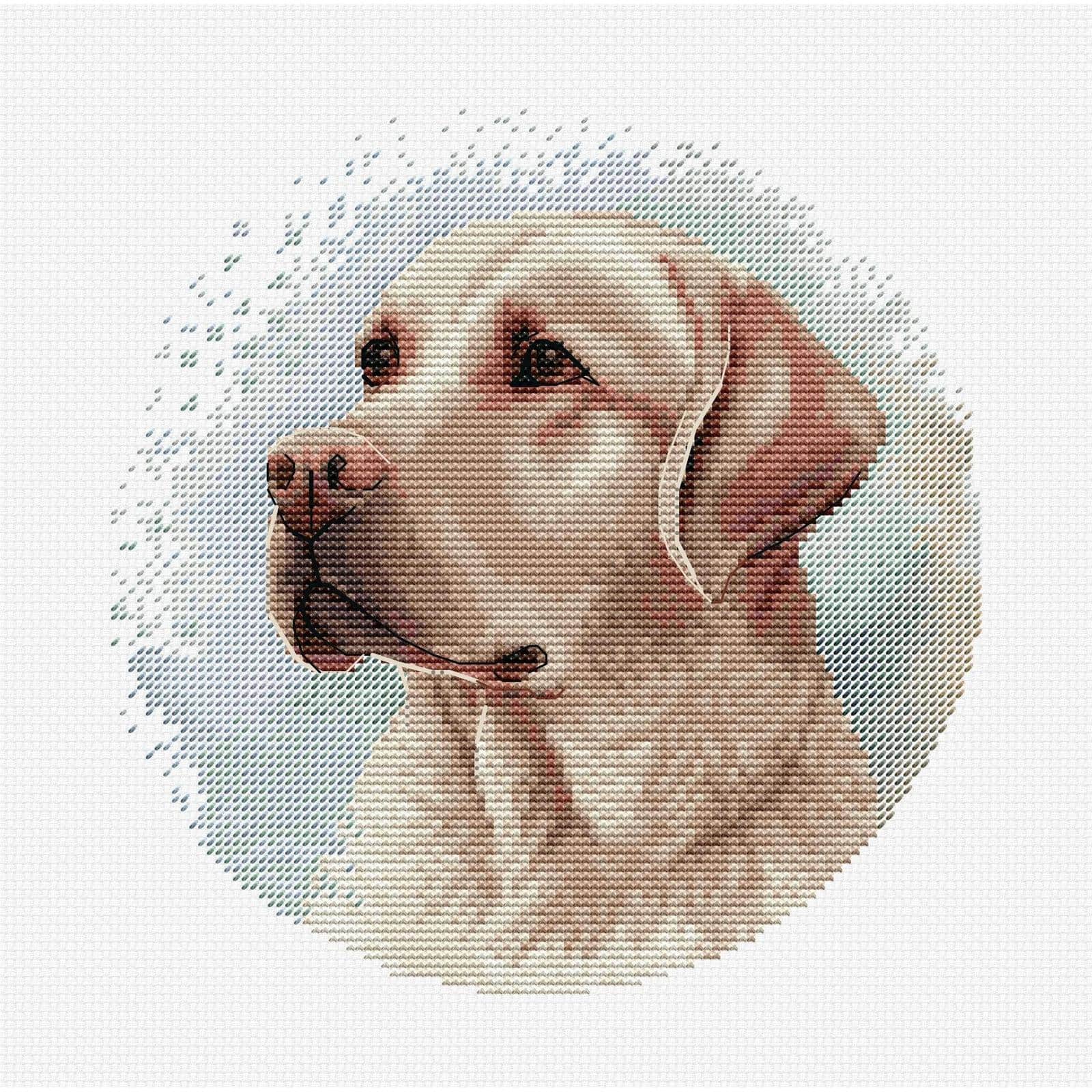 Luca-S Labrador Counted Cross Stitch Kit with Display Hoop