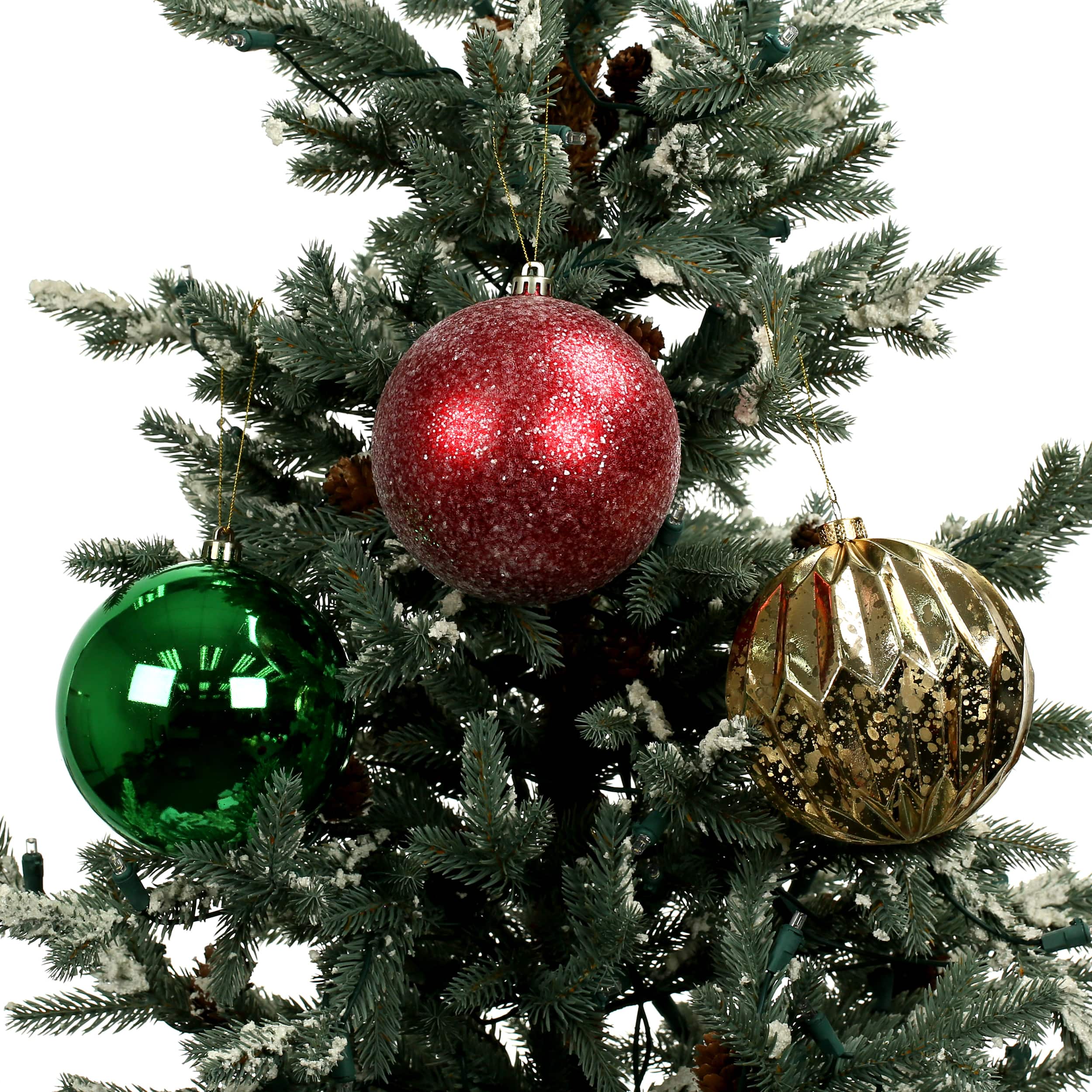 Assorted 4 Pack 4.7&#x22; Red, Green &#x26; Gold Peppermint Lane Shatterproof Ball Ornaments, 1pc. by Ashland&#xAE;