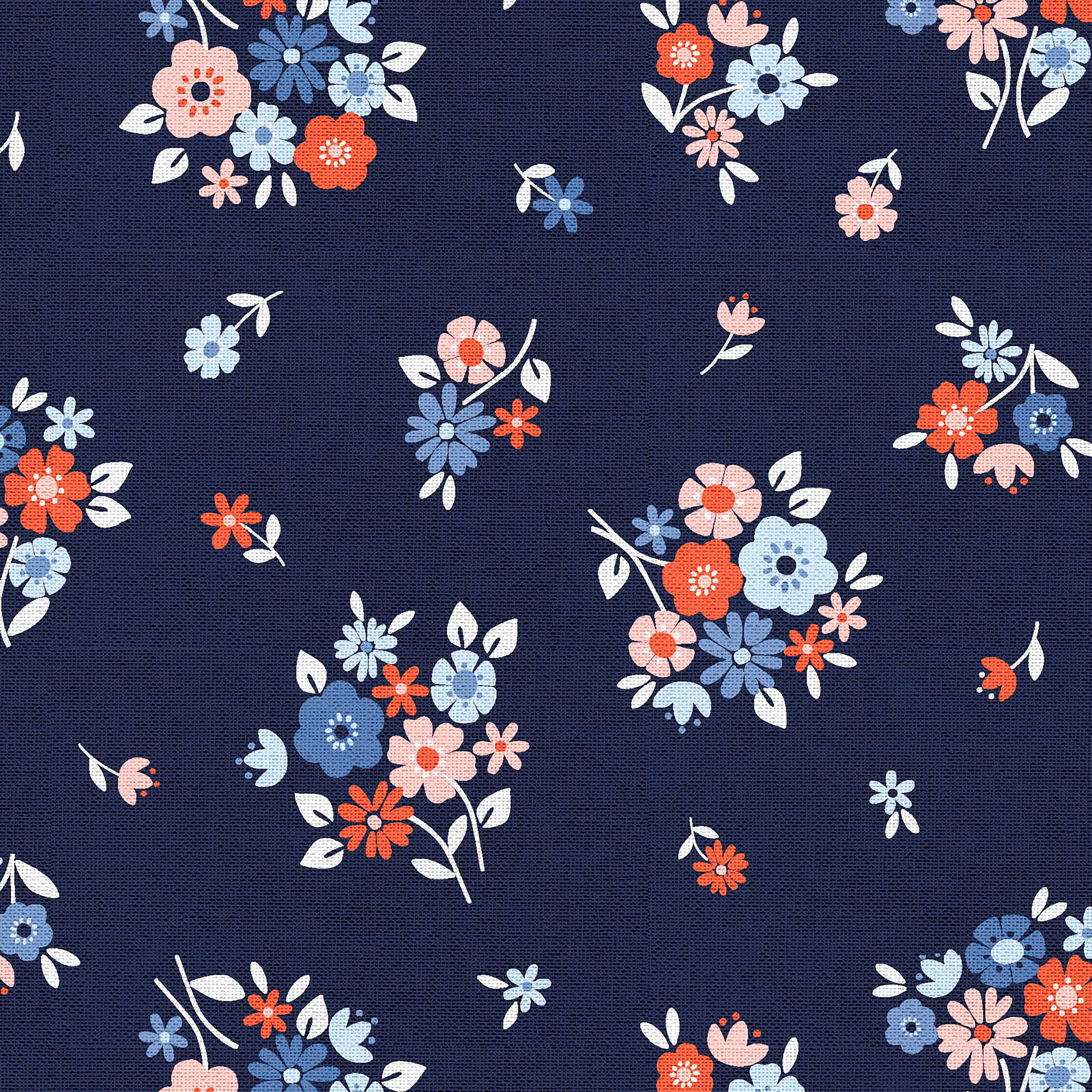 Fabric Editions Navy Carolina Bouquet Cotton Fabric