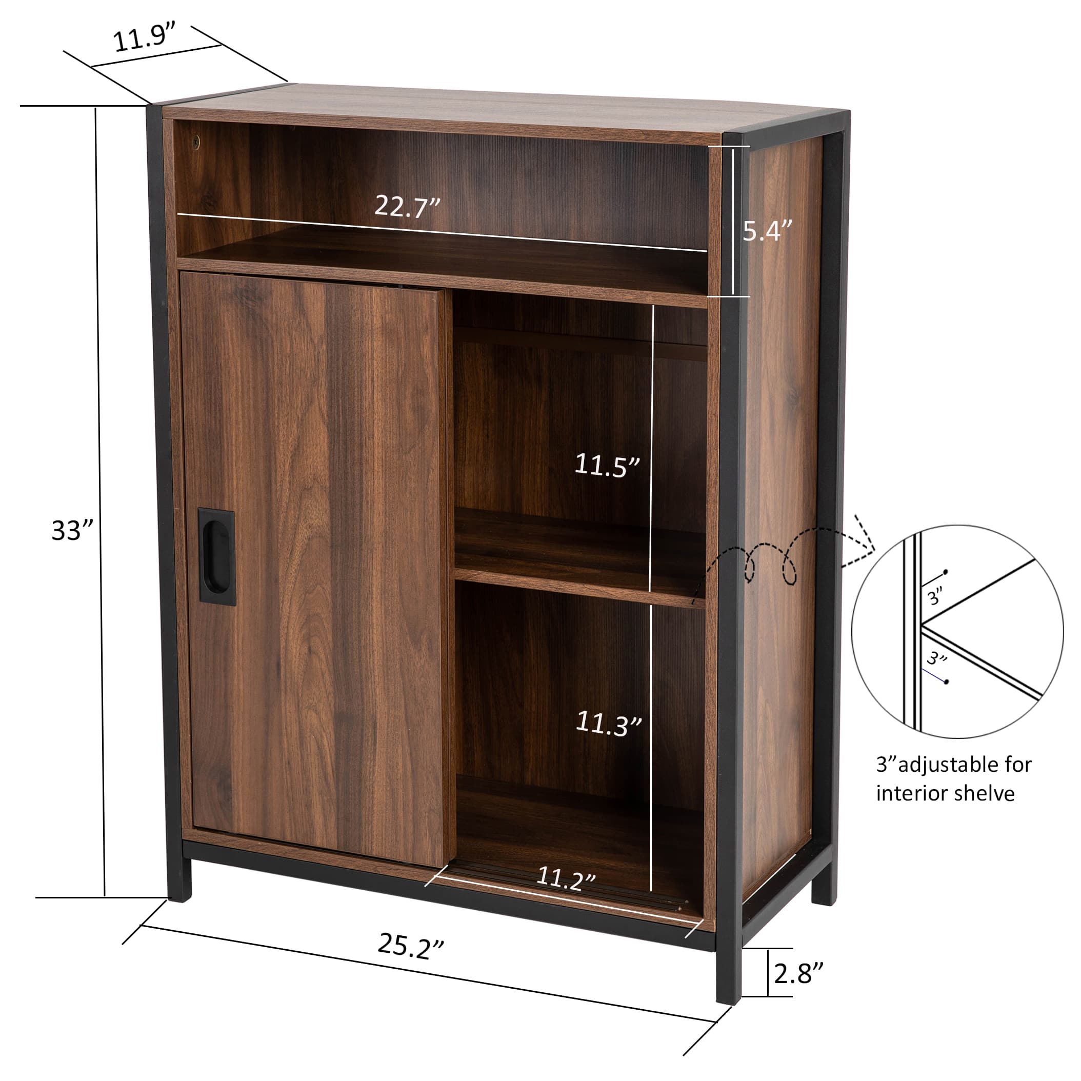 Glitzhome&#xAE; 32&#x22; Brown Modern Double Door Storage Floor Cabinet