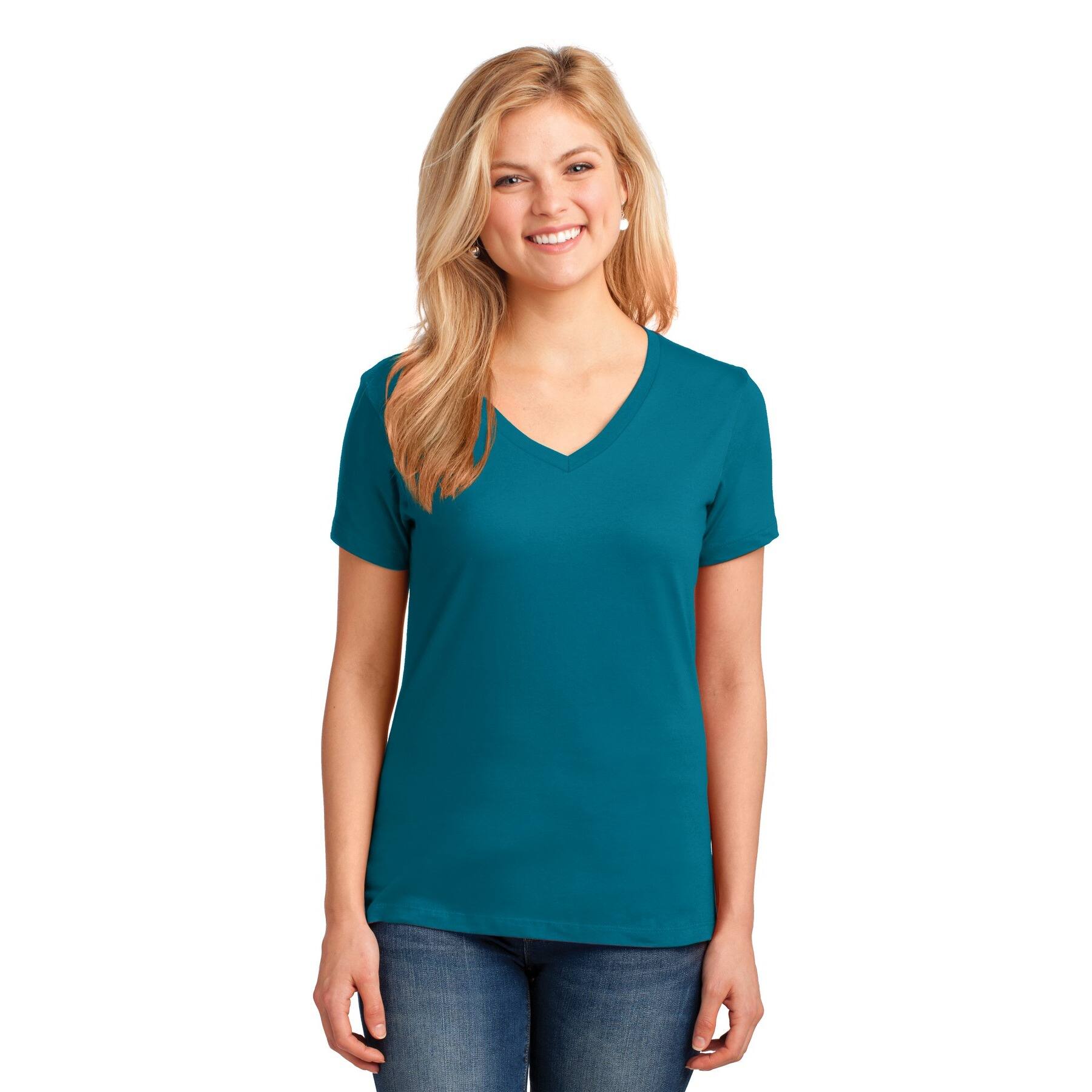 Port & Company® Brights Core Cotton V-Neck Ladies T-Shirt