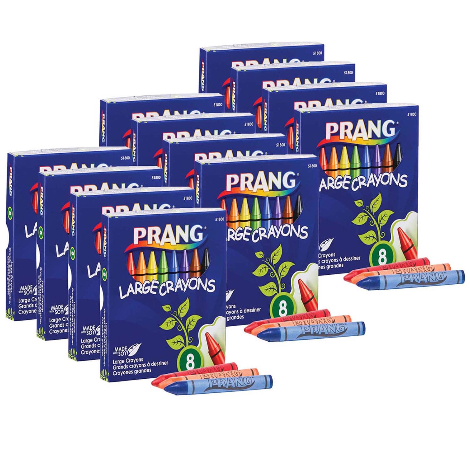 Prang&#xAE; Large Crayons, 12 Packs of 8