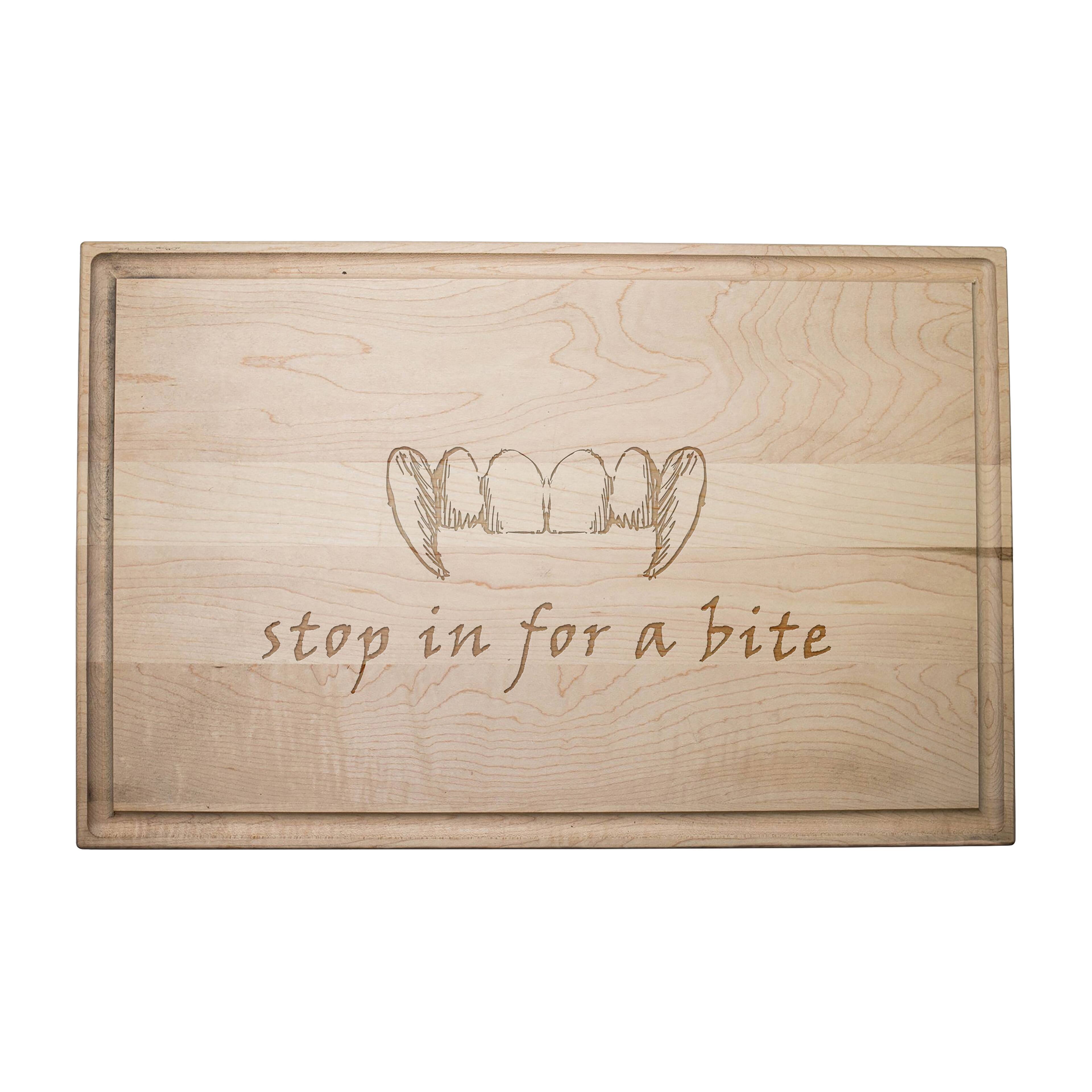 17&#x22; Stop in for a Bite Maple Cutting Board