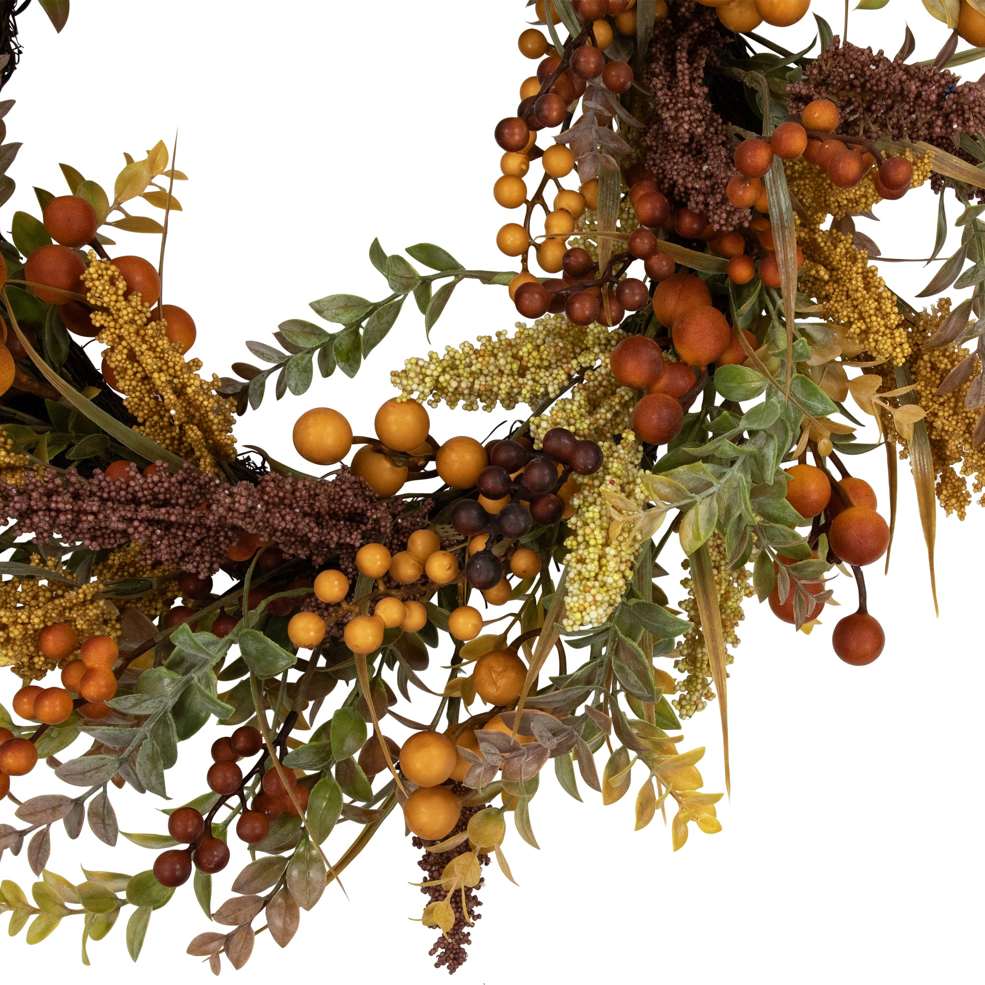 24&#x22; Real Touch&#x2122;&#xFE0F; Mixed Foliage &#x26; Berries Fall Harvest Wreath