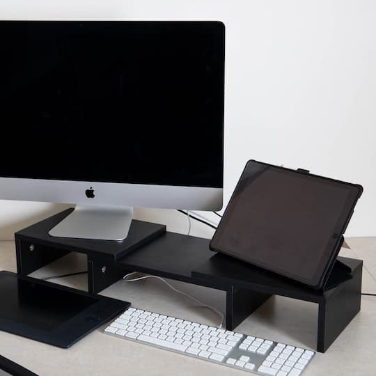 Mind Reader Black Adjustable 2 Tier Dual Monitor Riser | Michaels