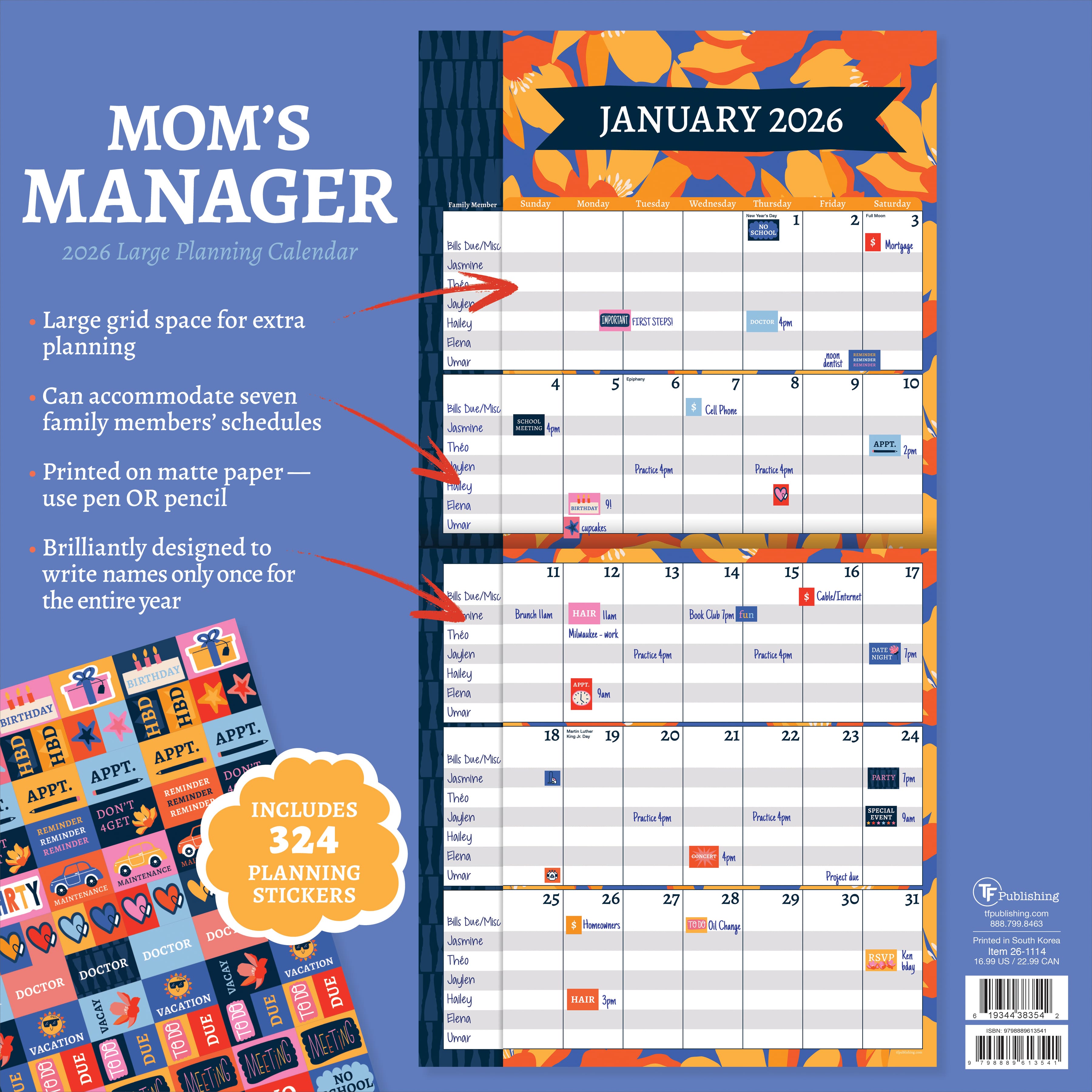 2026 Mom&#x27;s Manager Wall Calendar