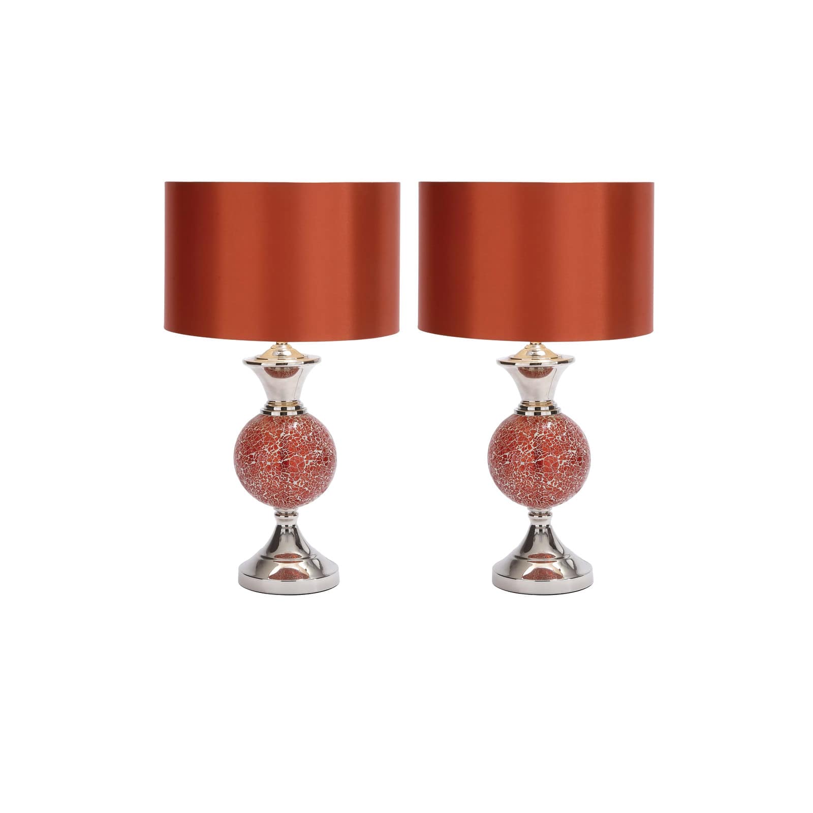 Set of 2 Red Glass Glam Table Lamp, 25&#x22;