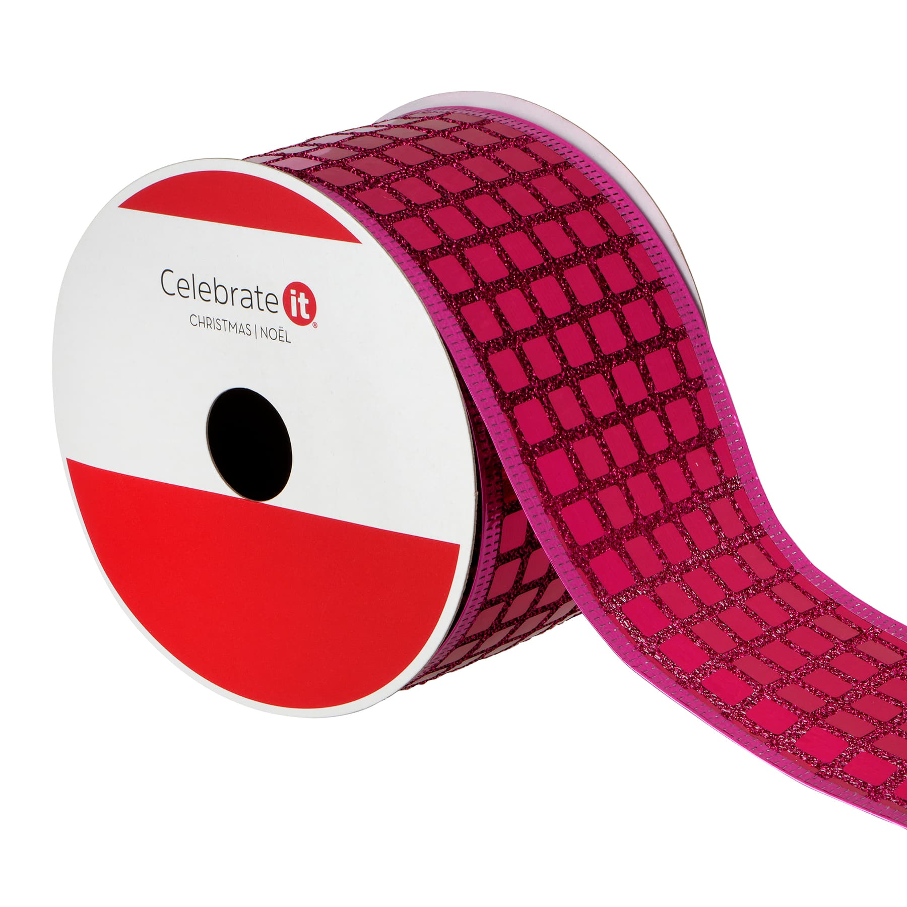 2.5" x 18ft. Hot Pink Disco Wired Metallic Ribbon by Celebrate It®