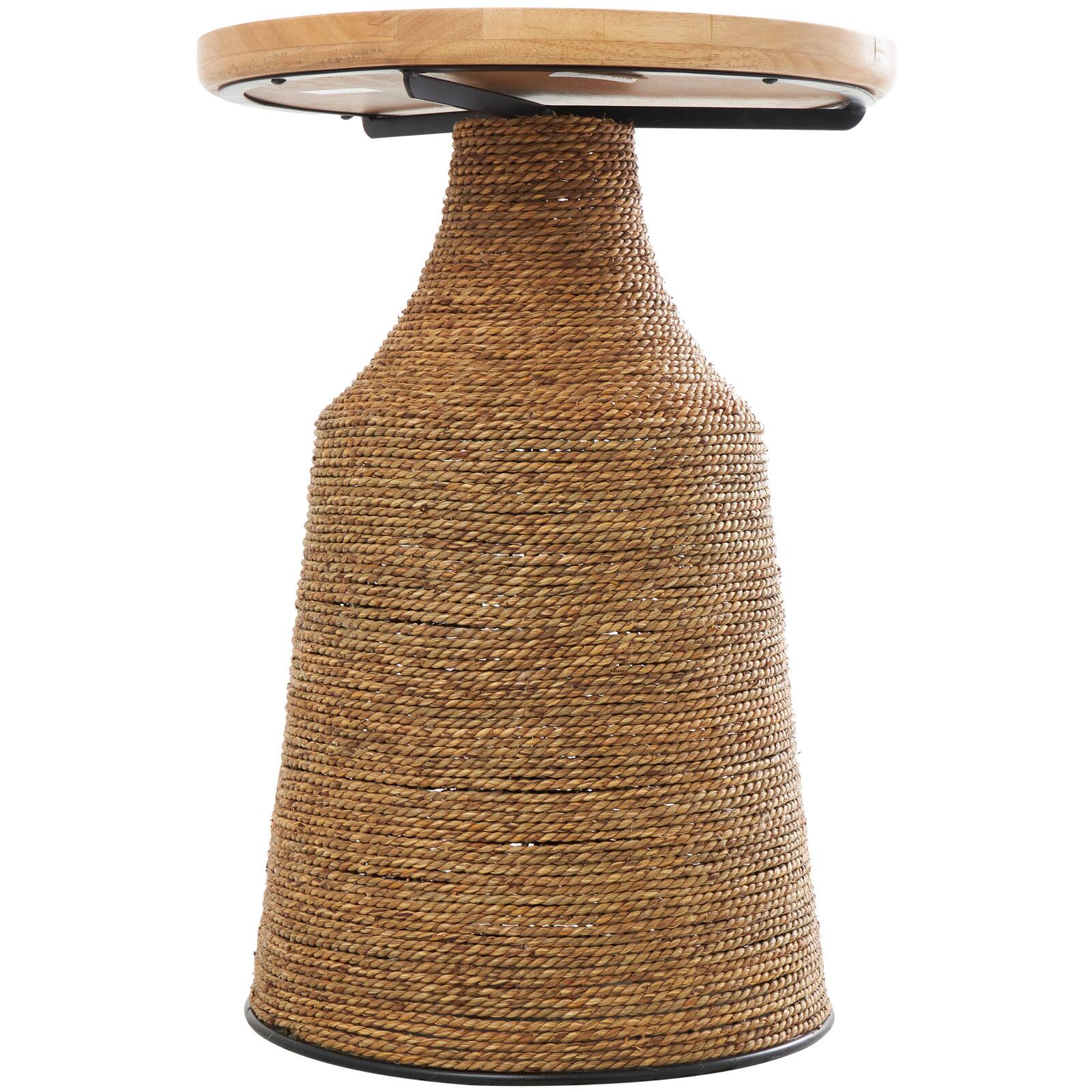 Brown Dried Plant Handmade Wrapped Accent Table