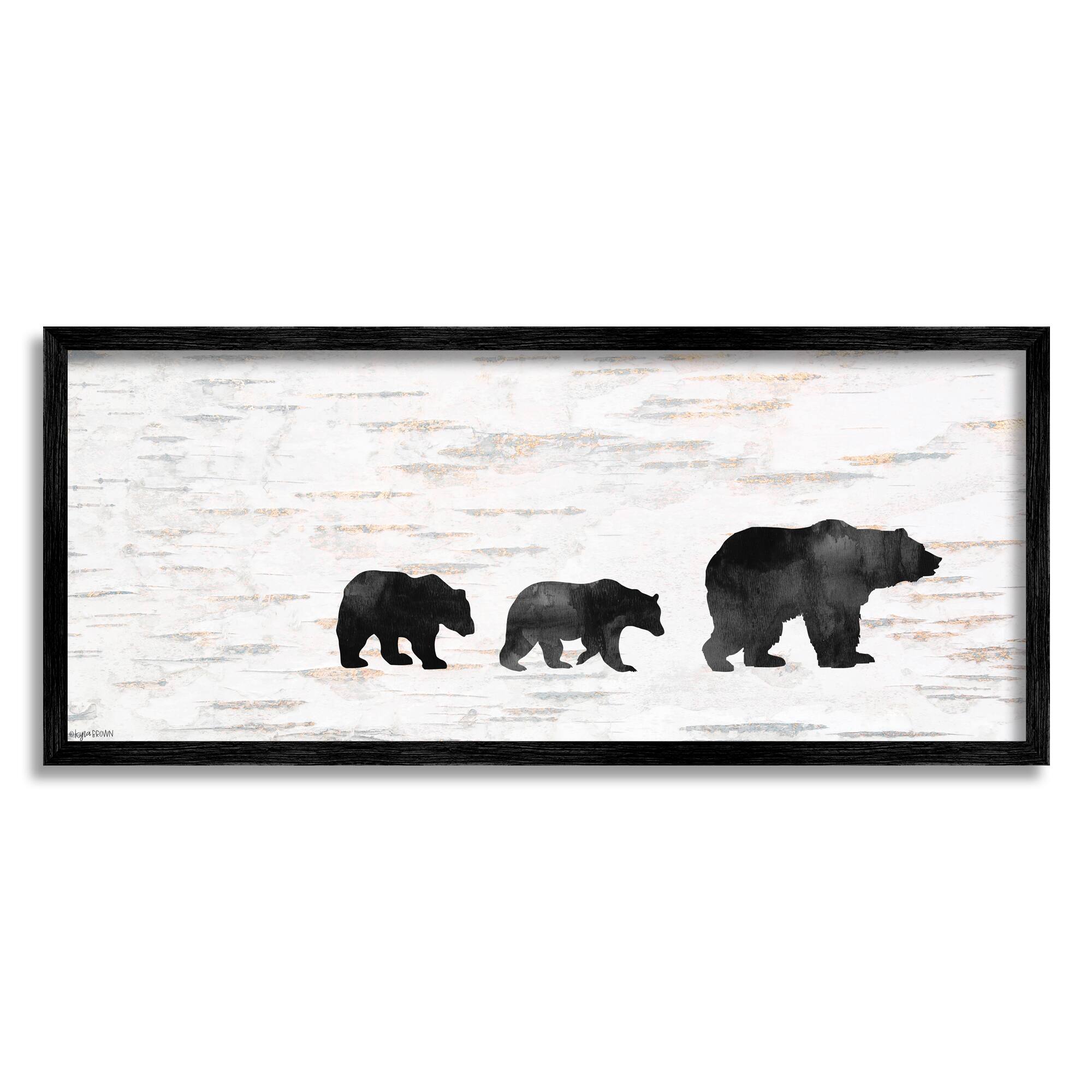 Stupell Industries Bear Family Silhouette Black Framed Wall Art