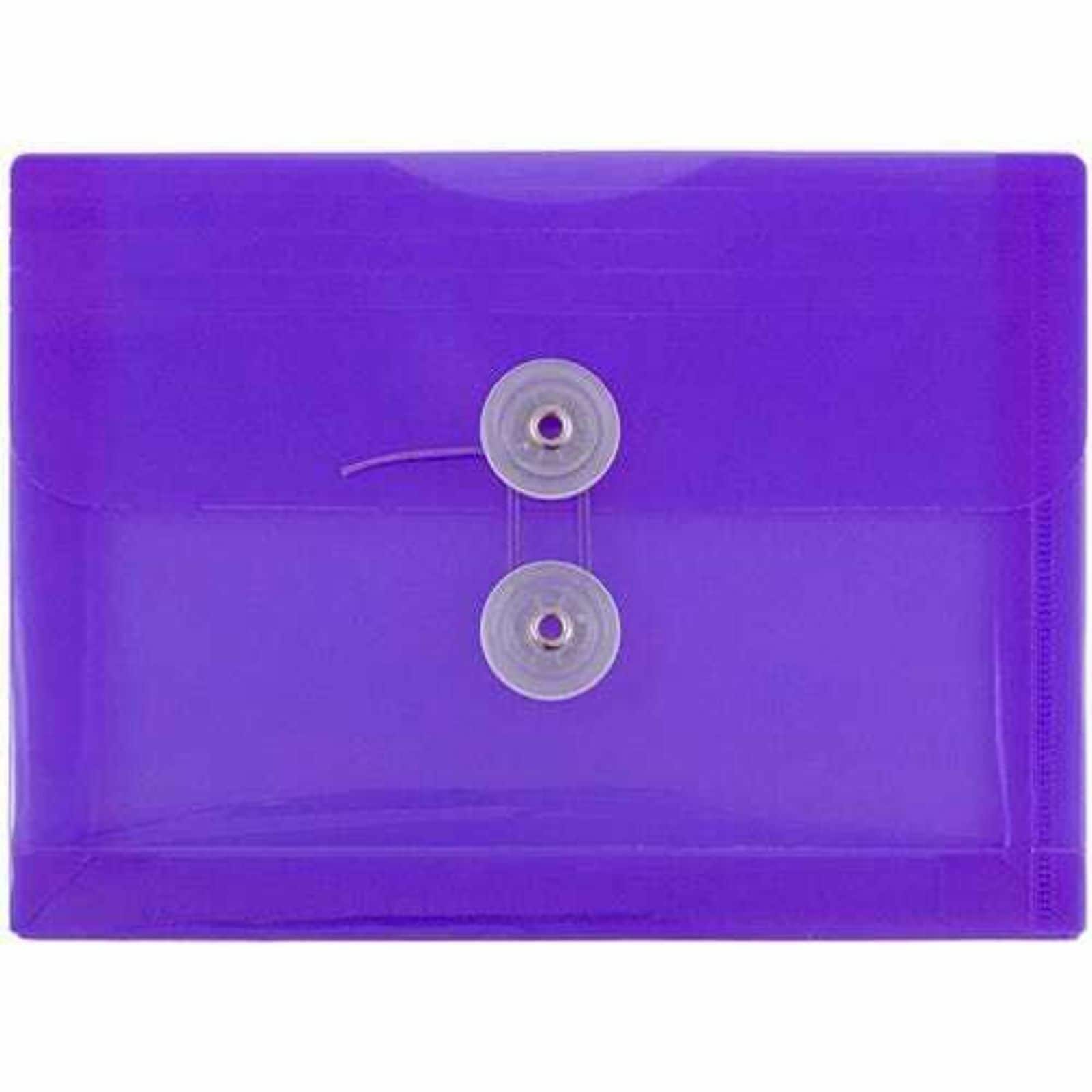 JAM Paper 5.25&#x22; x 7.5&#x22; Booklet Plastic Envelopes with Button and String Closure, 24ct.