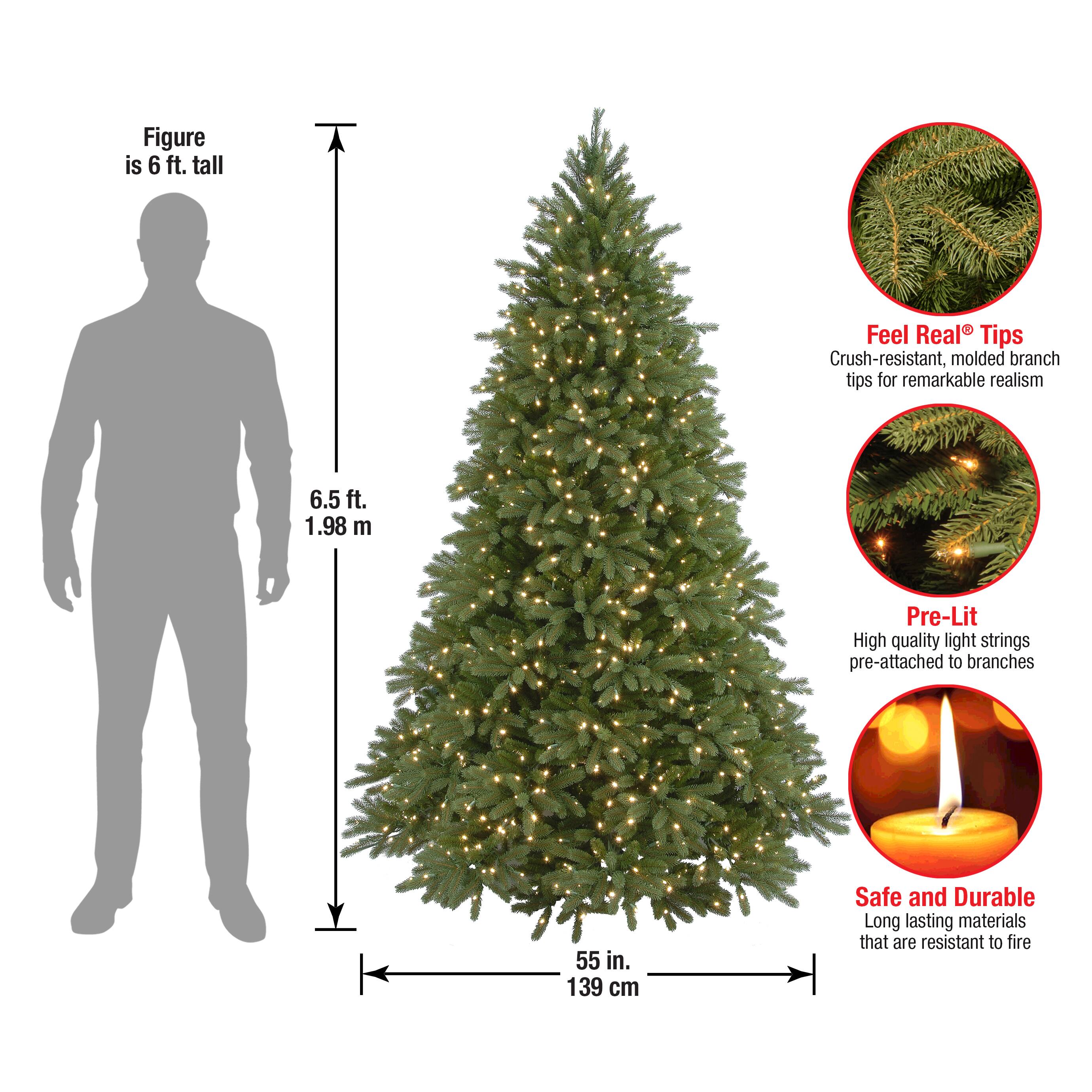 6.5ft. Pre-Lit Jersey Fraser Fir Artificial Christmas Tree, Clear Lights