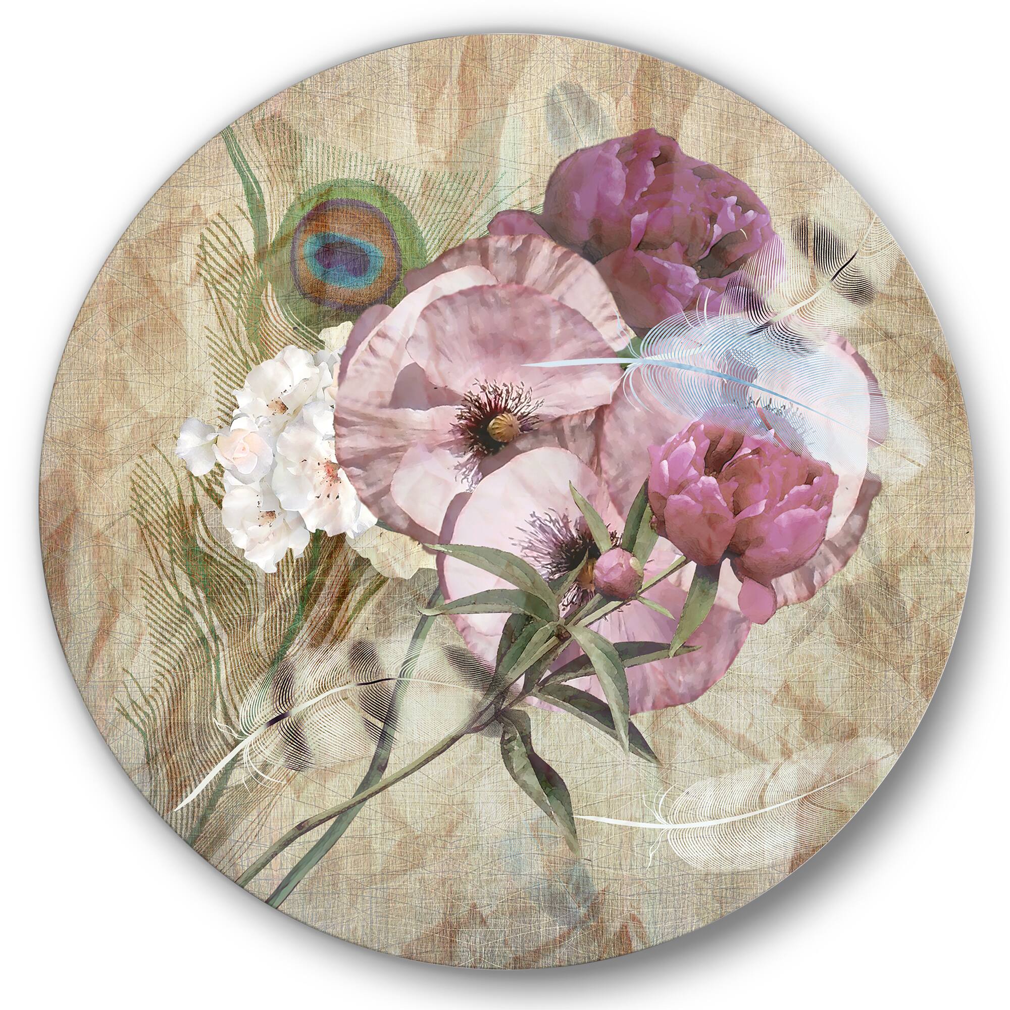 Designart - Iris Bouquet Floral Design - Traditional Metal Circle Wall Art