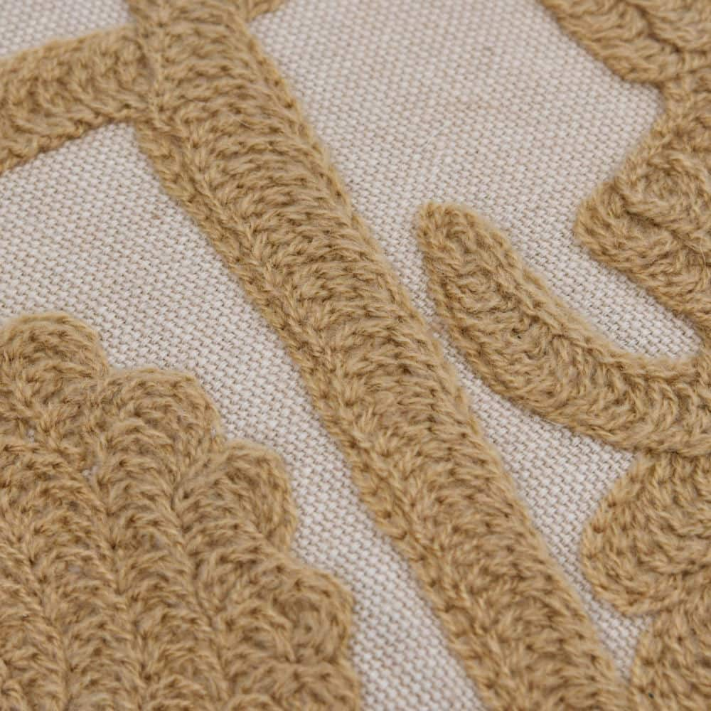 Natural &#x26; Beige Embroidery Cotton Pillow