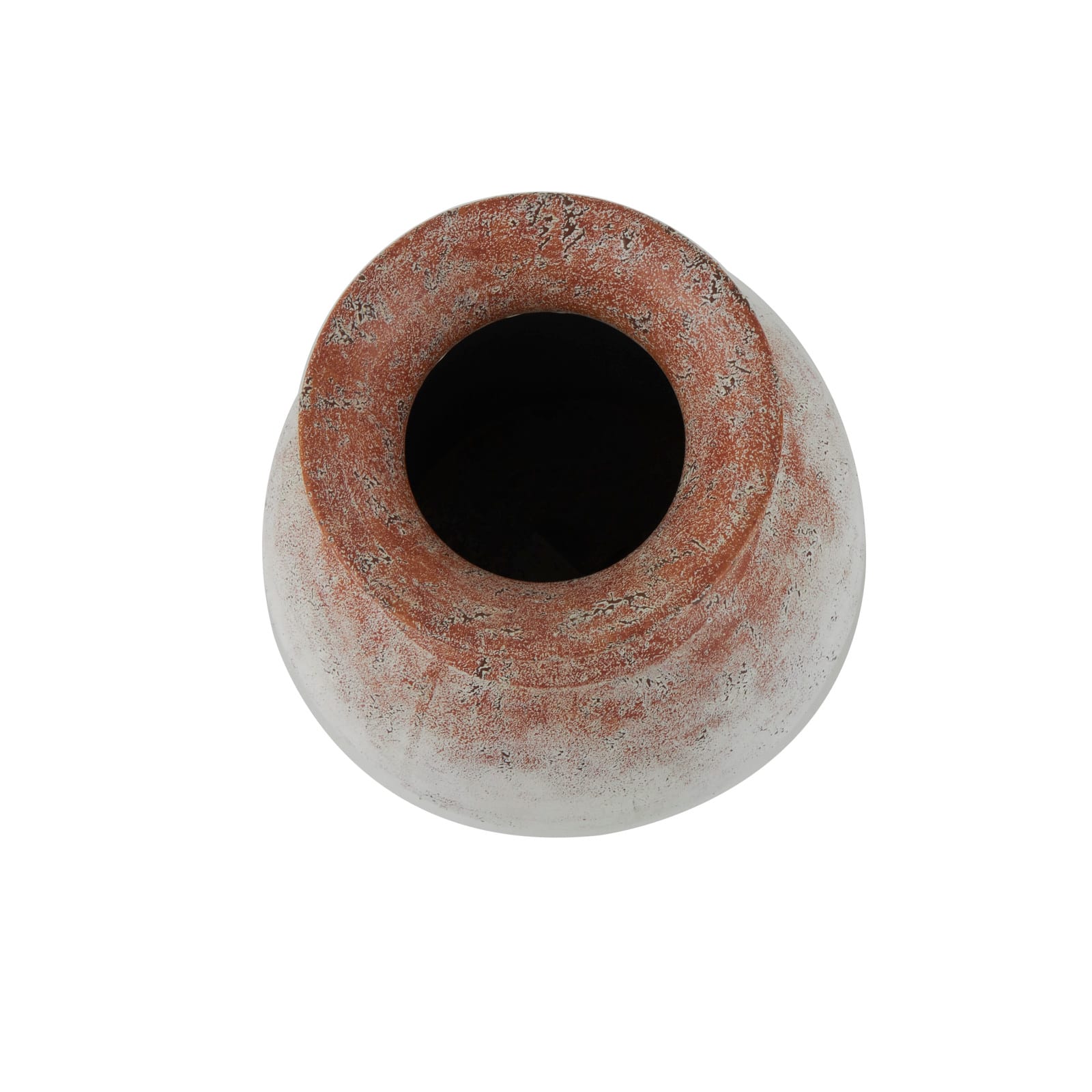 14&#x22; White &#x26; Rust Distressed Vase